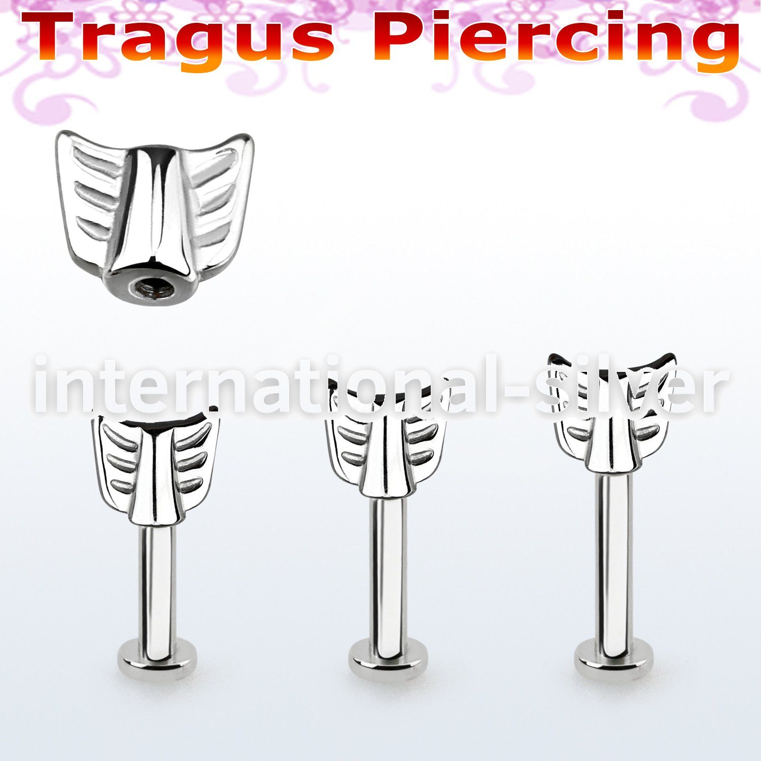 tlbeaw 316l steel tragus labret 16g w an arrow top 