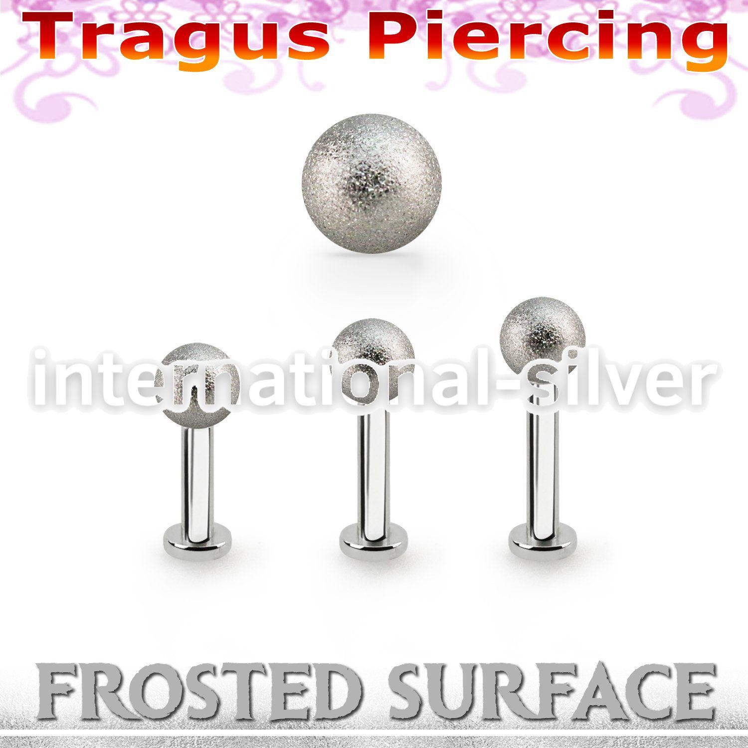 tlbfo4s 316l steel tragus labret 16g w a 4mm frosted steel ball 