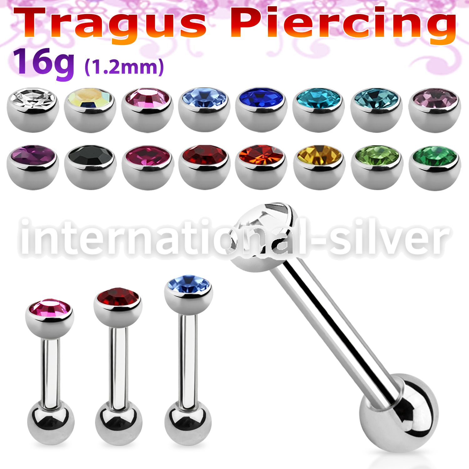 trg13 straight barbells surgical steel 316l tragus