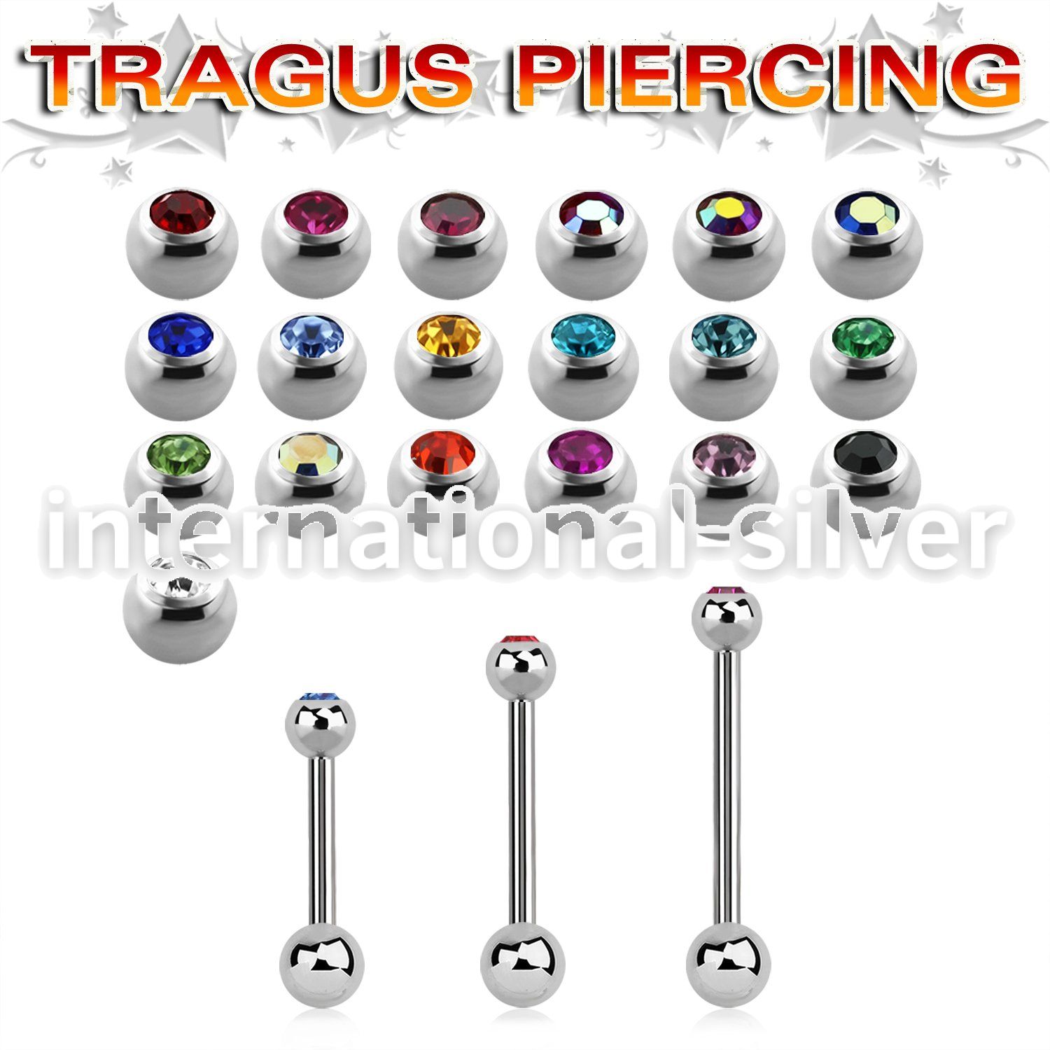 trg44 surgical steel barbells tragus piercing