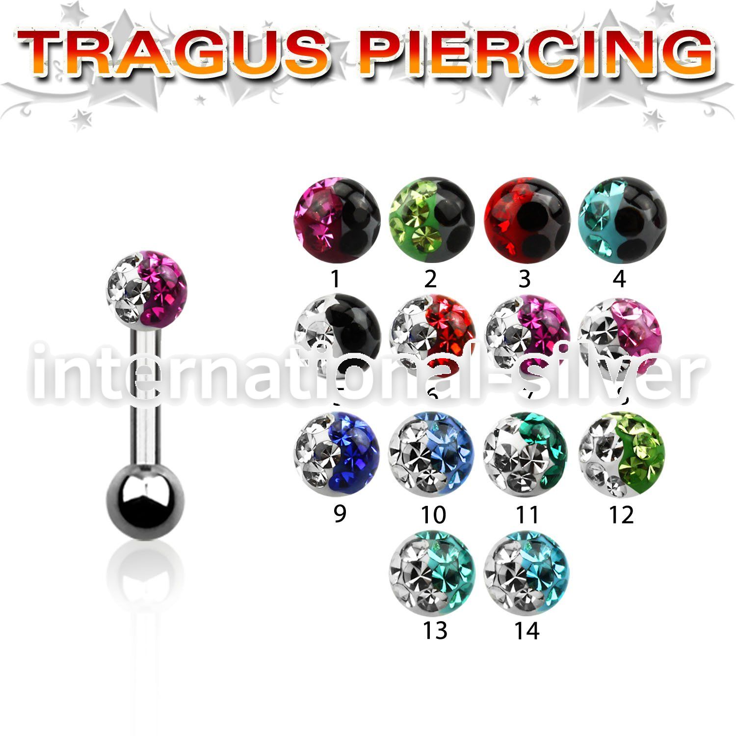 trg7e straight barbells surgical steel 316l tragus
