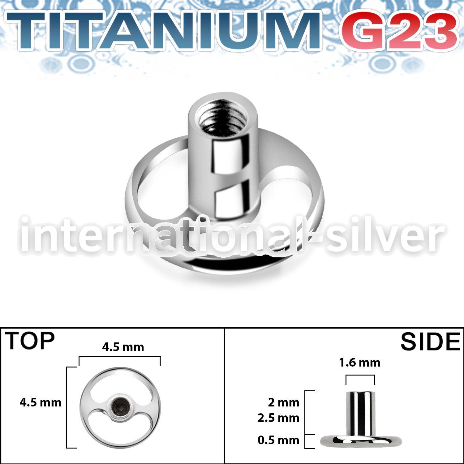 tsa6 titanium g23 dermal anchor base circular shape w 2 holes