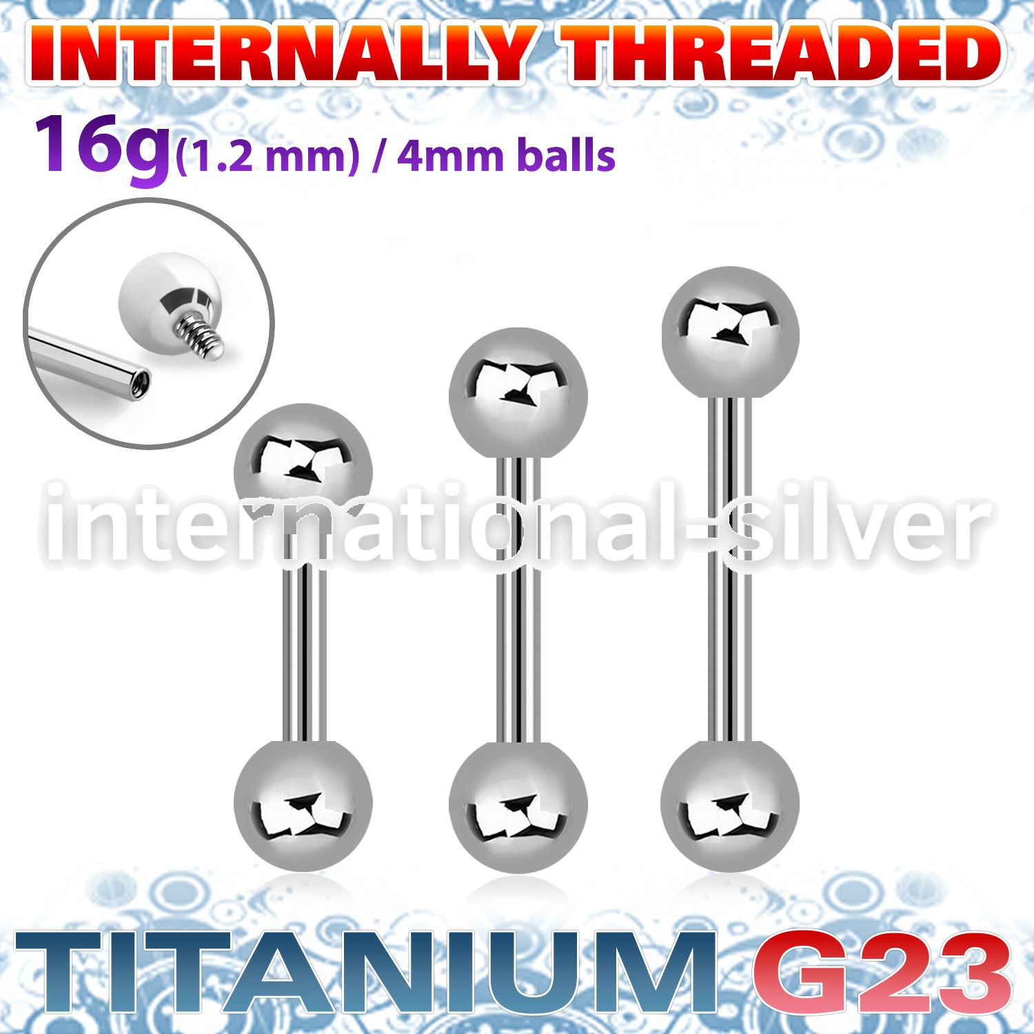 ubbeb4si titanium internal barbell 4mm balls