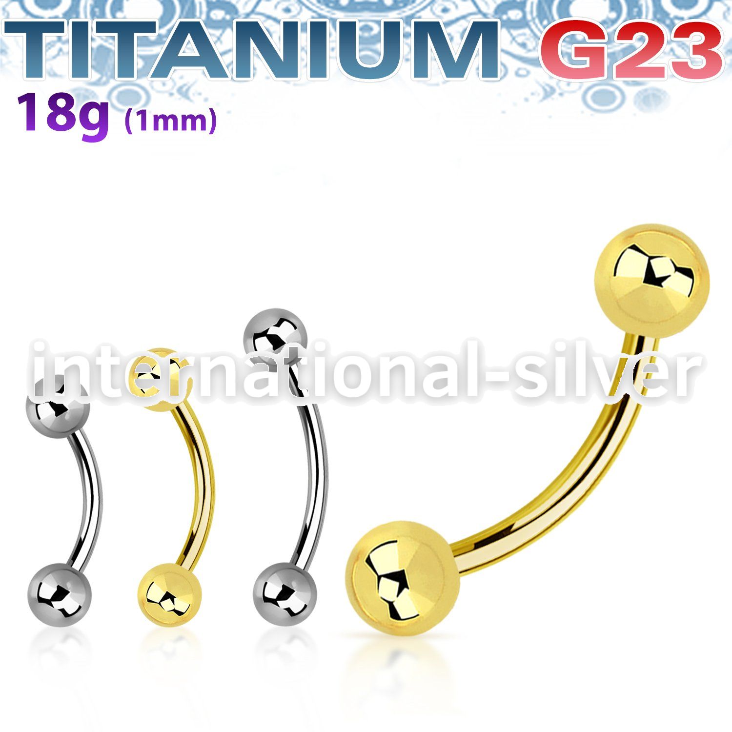 ubn18b3 titanium curved barbell 18g 3mm balls