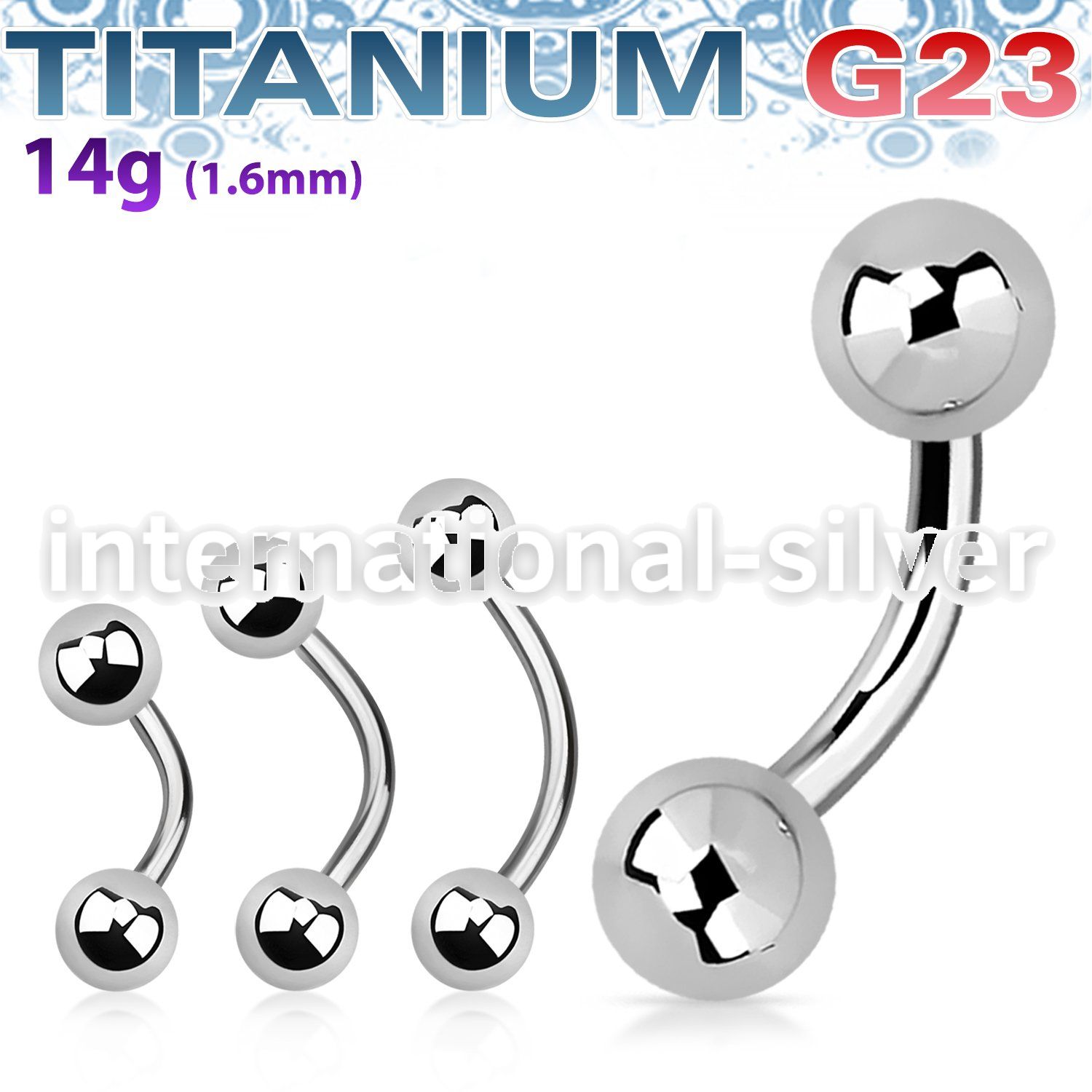 ubnb5 titanium curved barbell 14g two 5mm balls