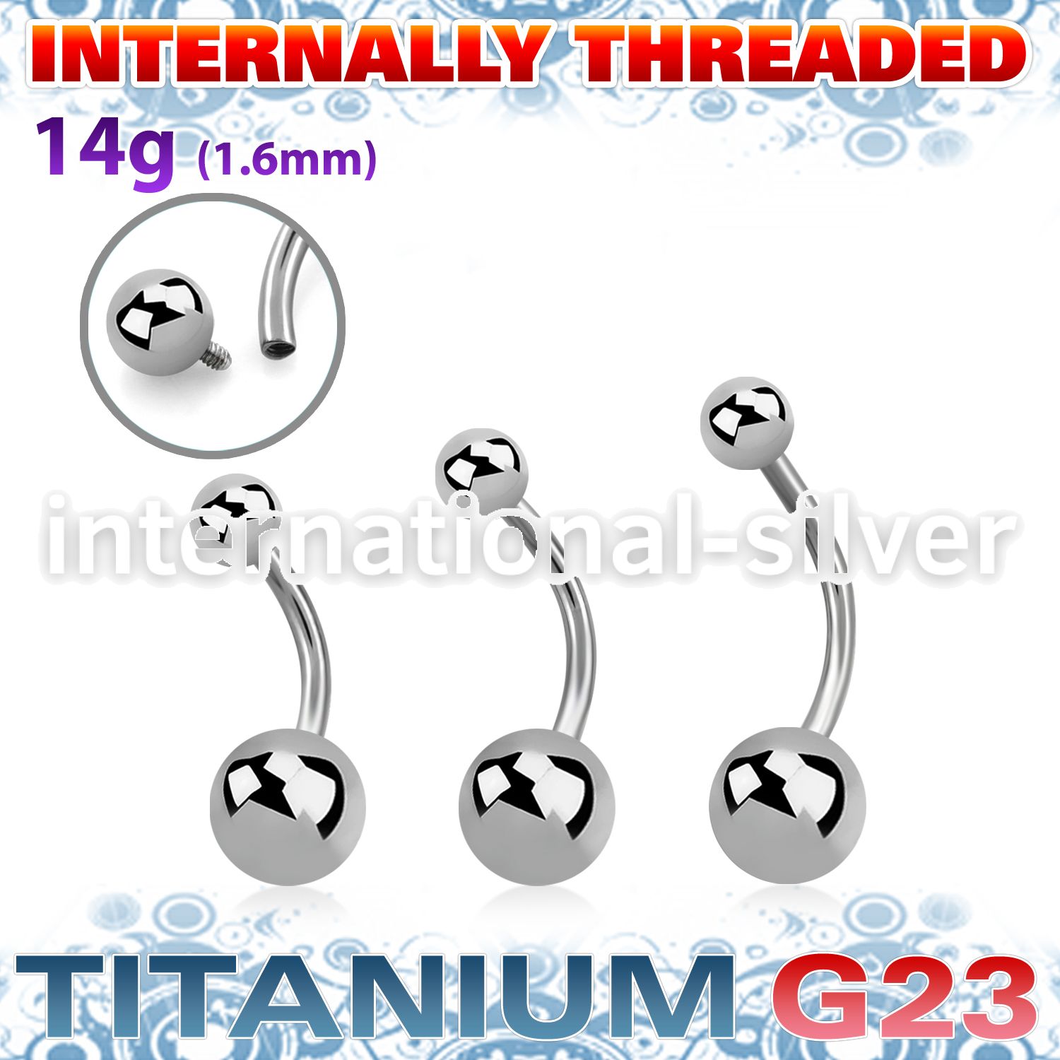 ubngin titanium g23 curved banana 5mm 8mm balls