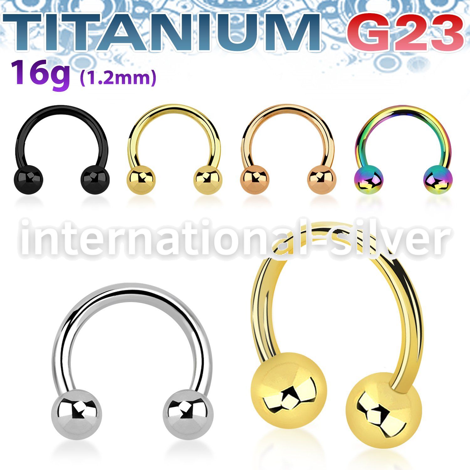 ucbeb4 titanium horseshoe 16g two 4mm balls