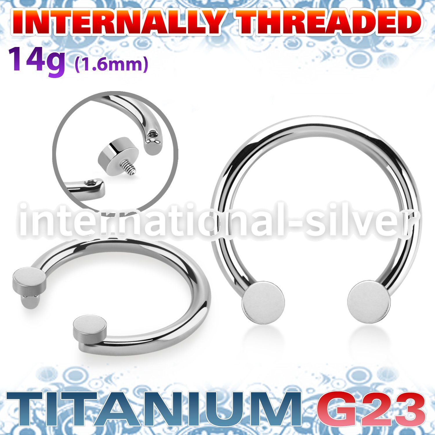 ucbrdih titanium horseshoe flat round tops internal