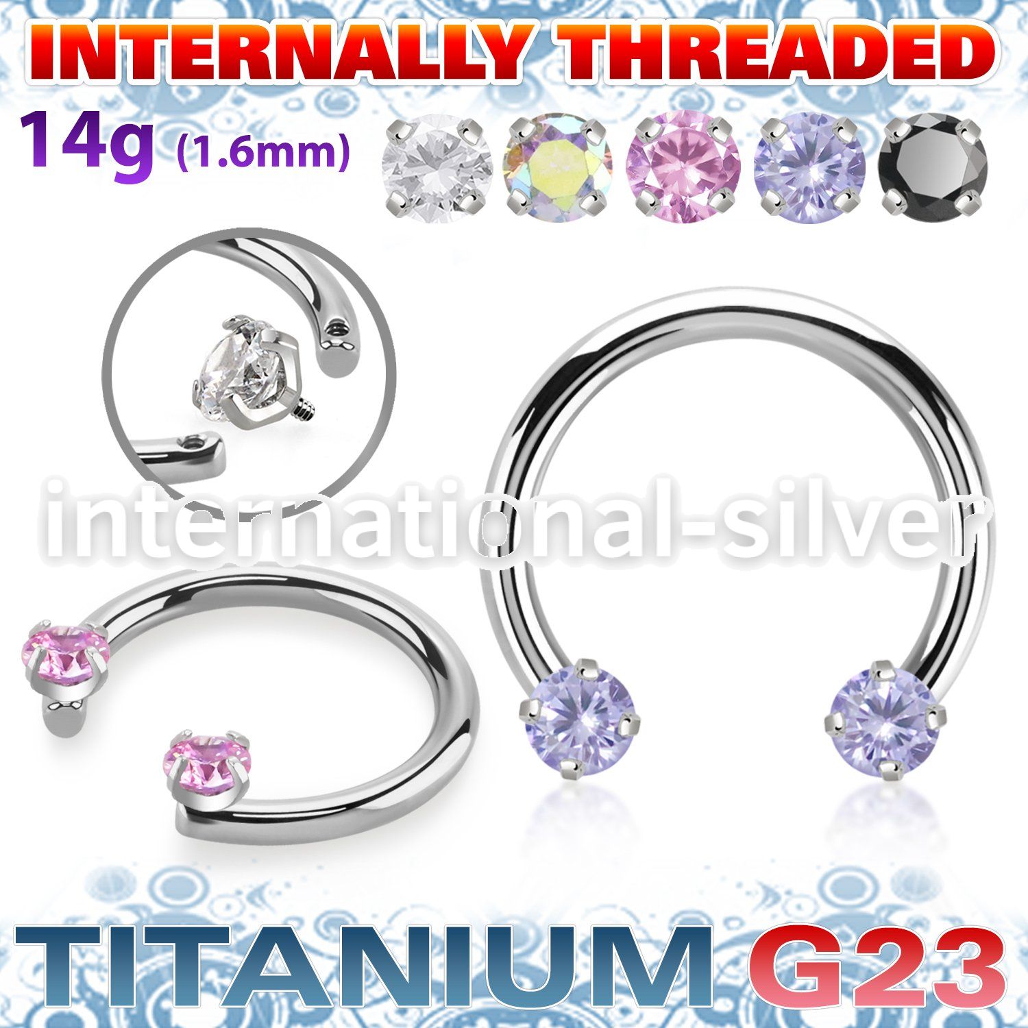 ucbzrih titanium horseshoe facing cz internal