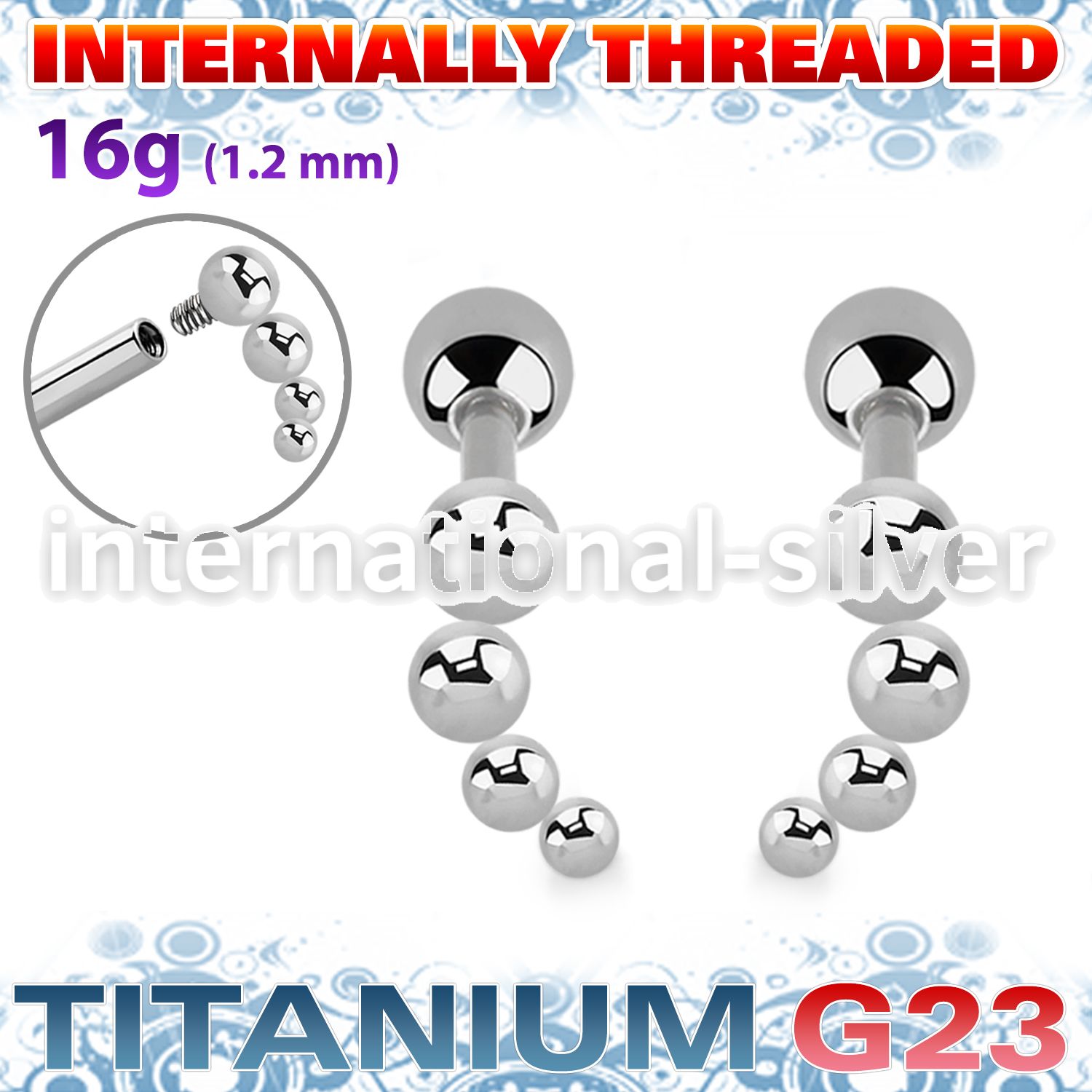 uhein51 titanium barbell four balls curve ball internal