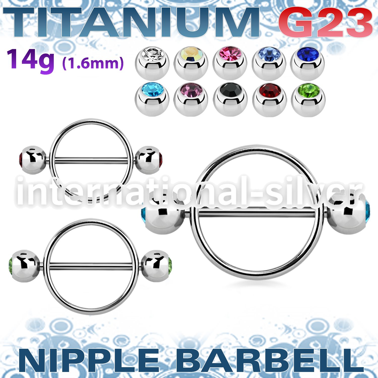 ujbnpe6 straight barbells titanium g23 implant grade nipple