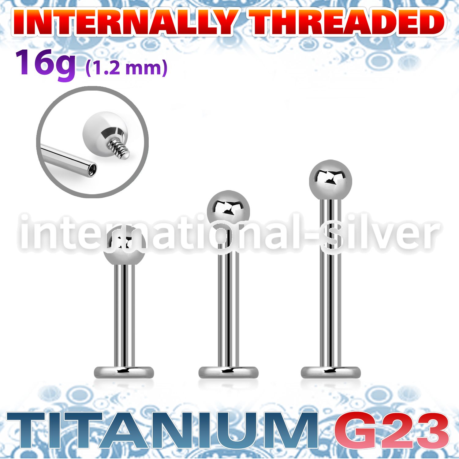 ulbb25i titanium internal labret stud ball