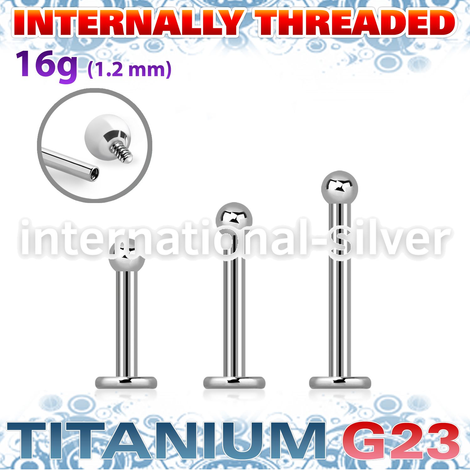 ulbb2i titanium internal labret stud 2mm ball