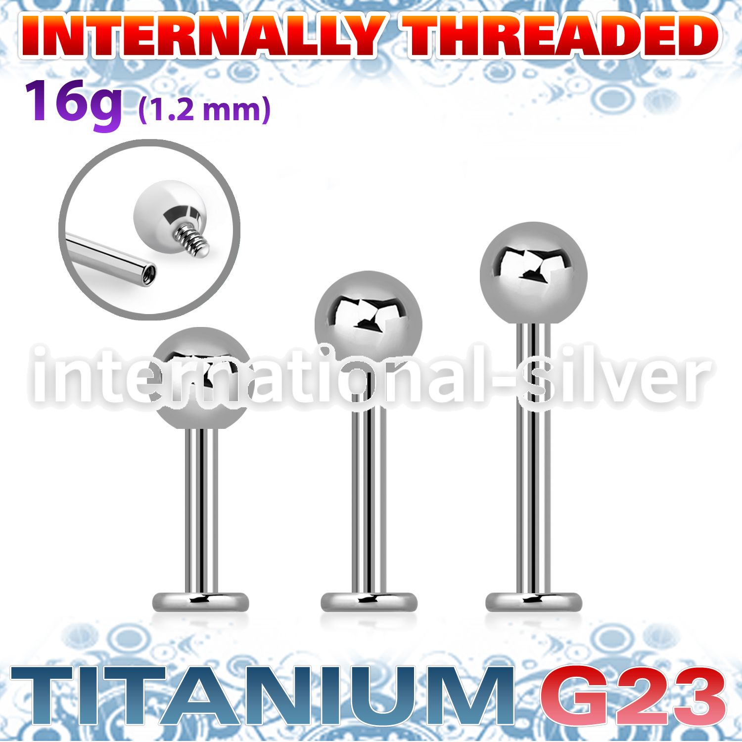 ulbb4si titanium internal labret stud 4mm ball