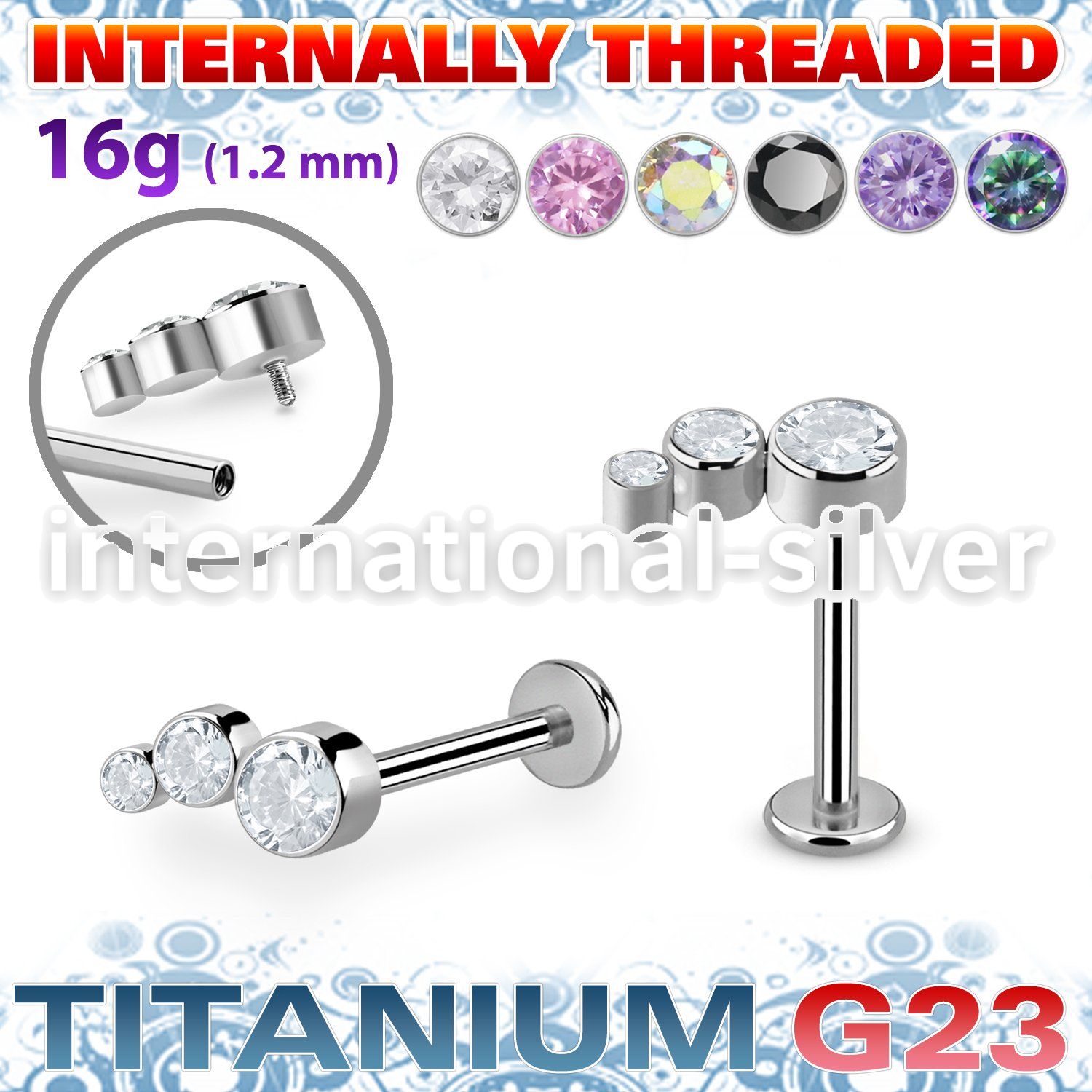 ulbin20xa titanium labret stud descending curve left