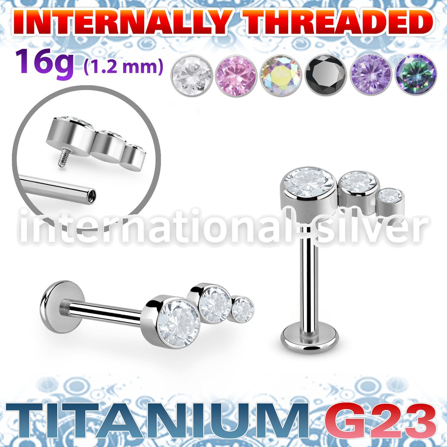 ulbin20xb titanium labret stud descending curve right