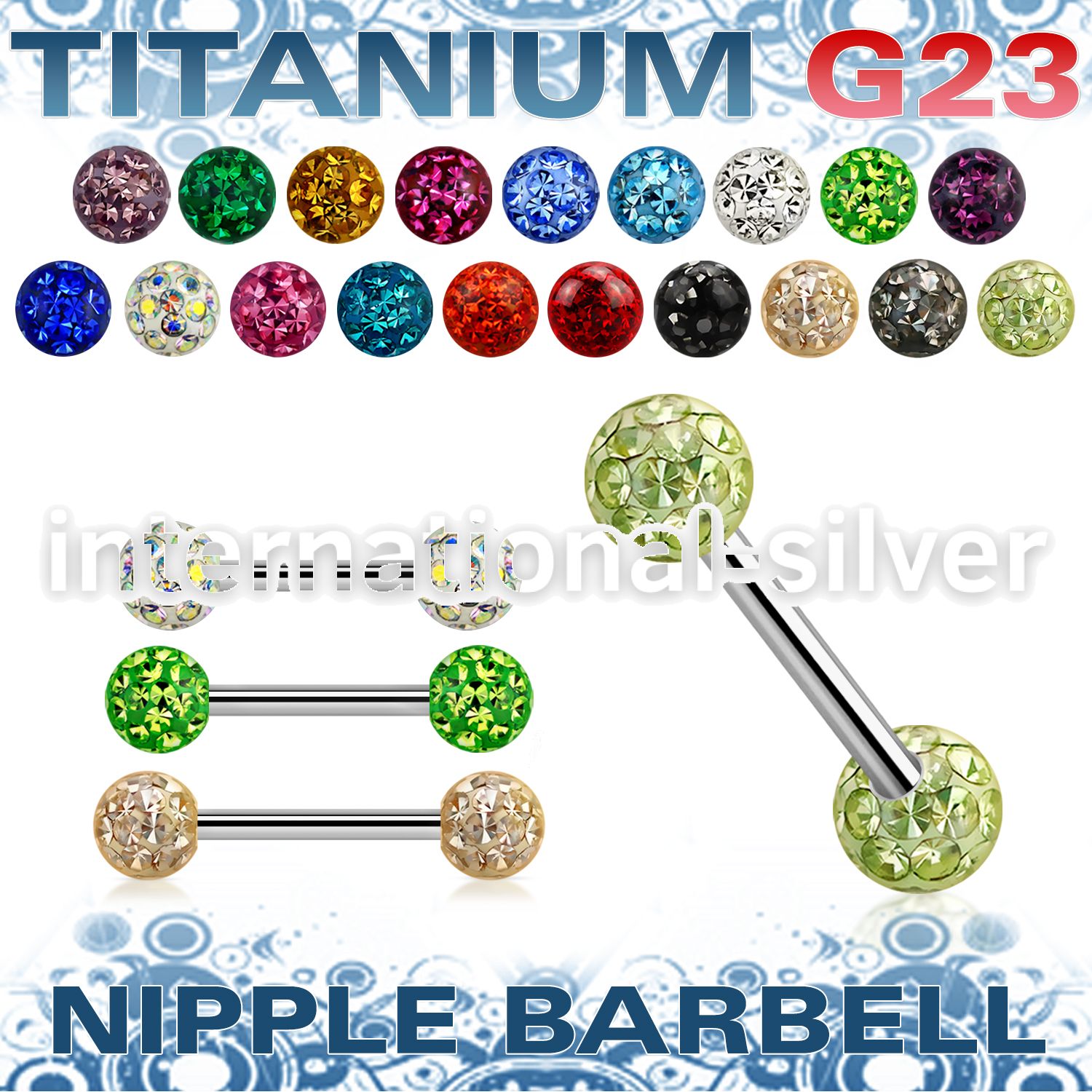 unpfr5 straight barbells titanium g23 implant grade nipple