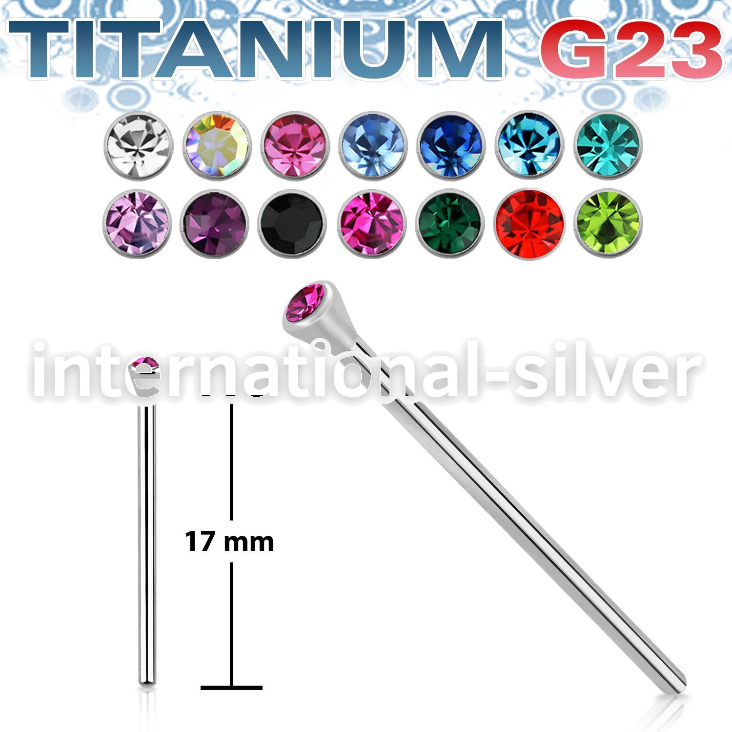 unyc26 titanium bend it to fit nose stud 18g press fit gem