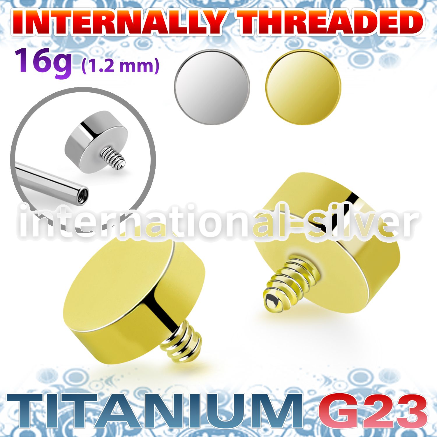 urd3in titanium 3mm flat round shape design top for bars