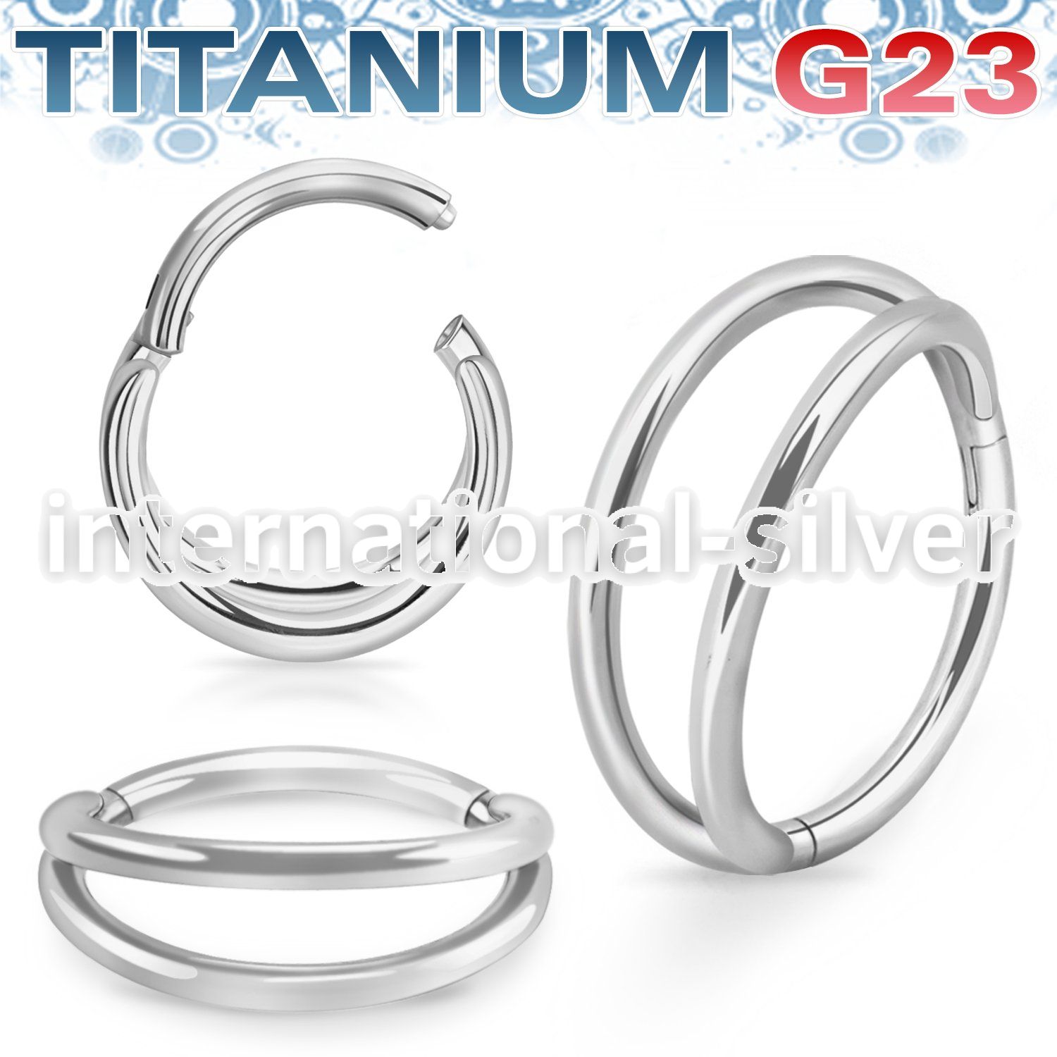 usgsh326 titanium hinged segment hoop 16g double rings