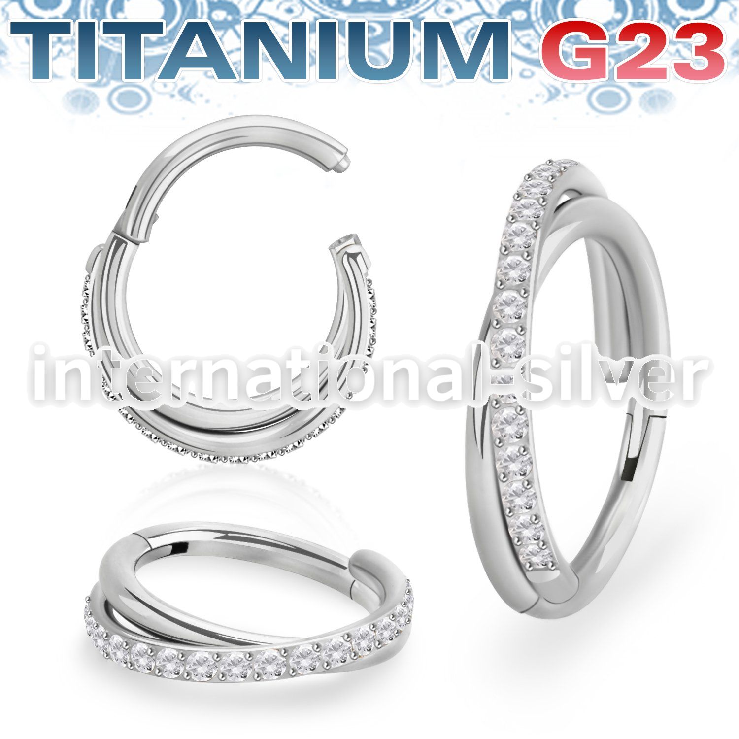 usgsh45 titanium hinged segment hoop 16g cross cnc cz