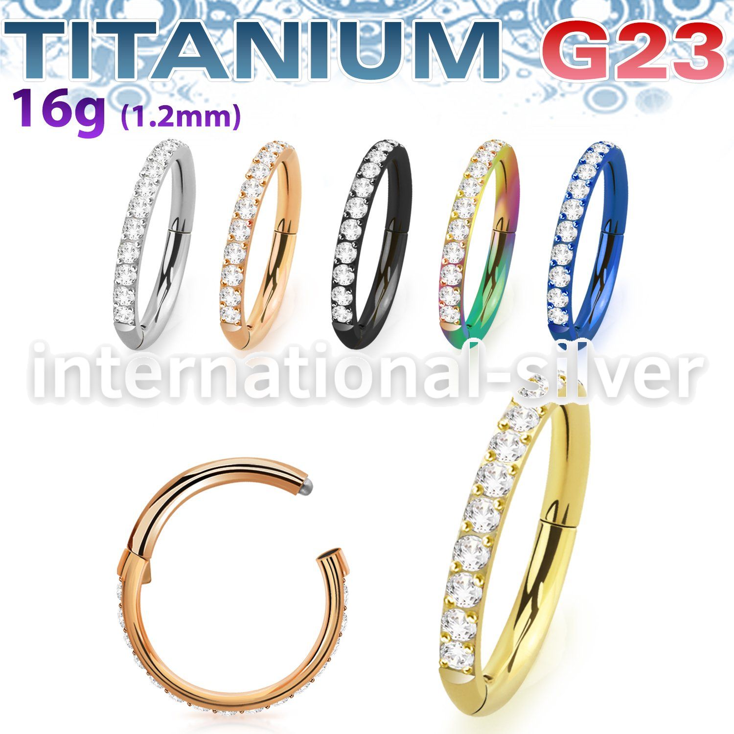 usgtsh10 titanium hinged segment hoop 16g cnc pave set cz