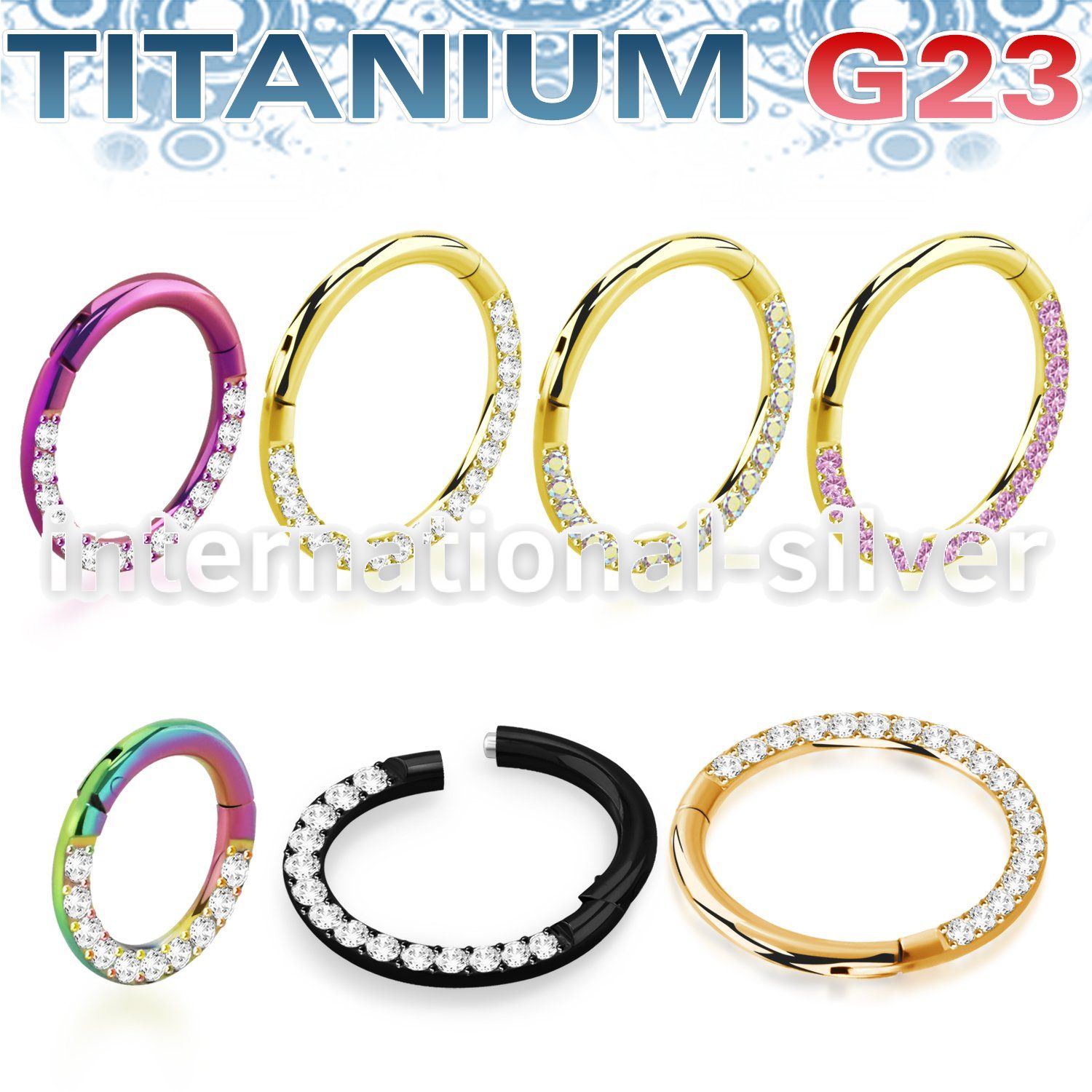 usgtsh11 pvd plating titanium hinged segment hoop cz side