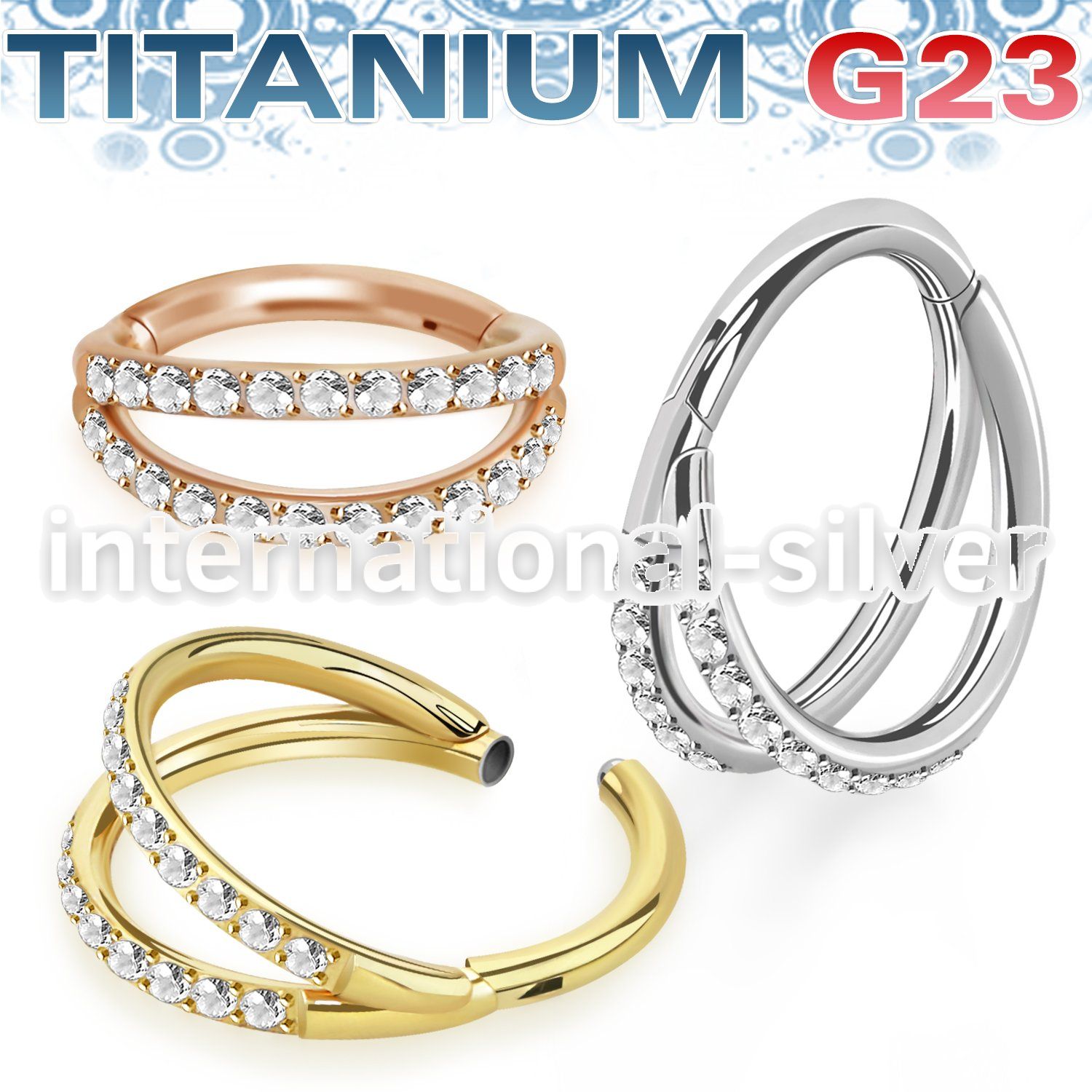 usgtsh38 pvd plating titanium hinged segment hoop fan out cz