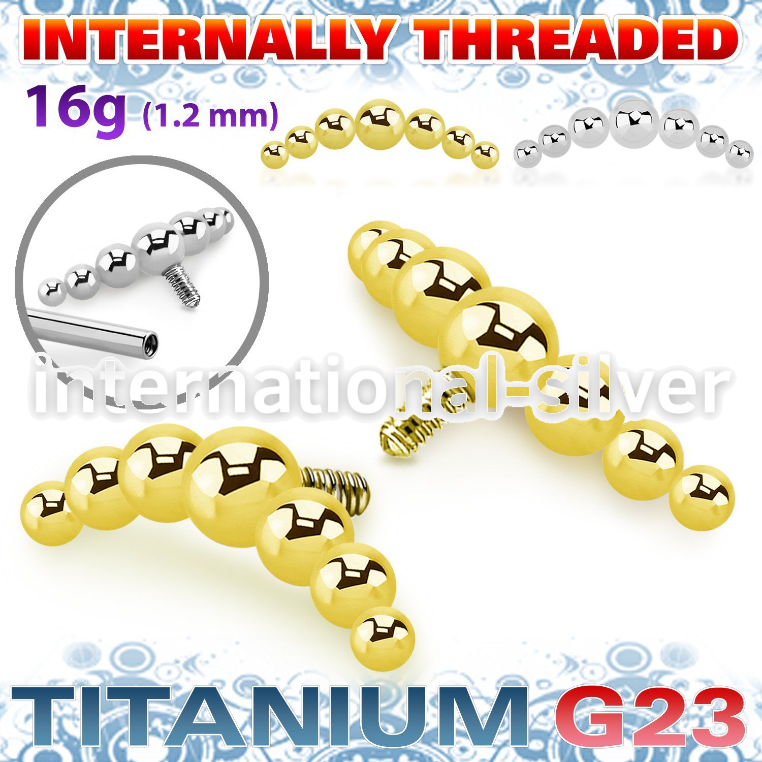 ush2in titanium seven bead balls curved shape top