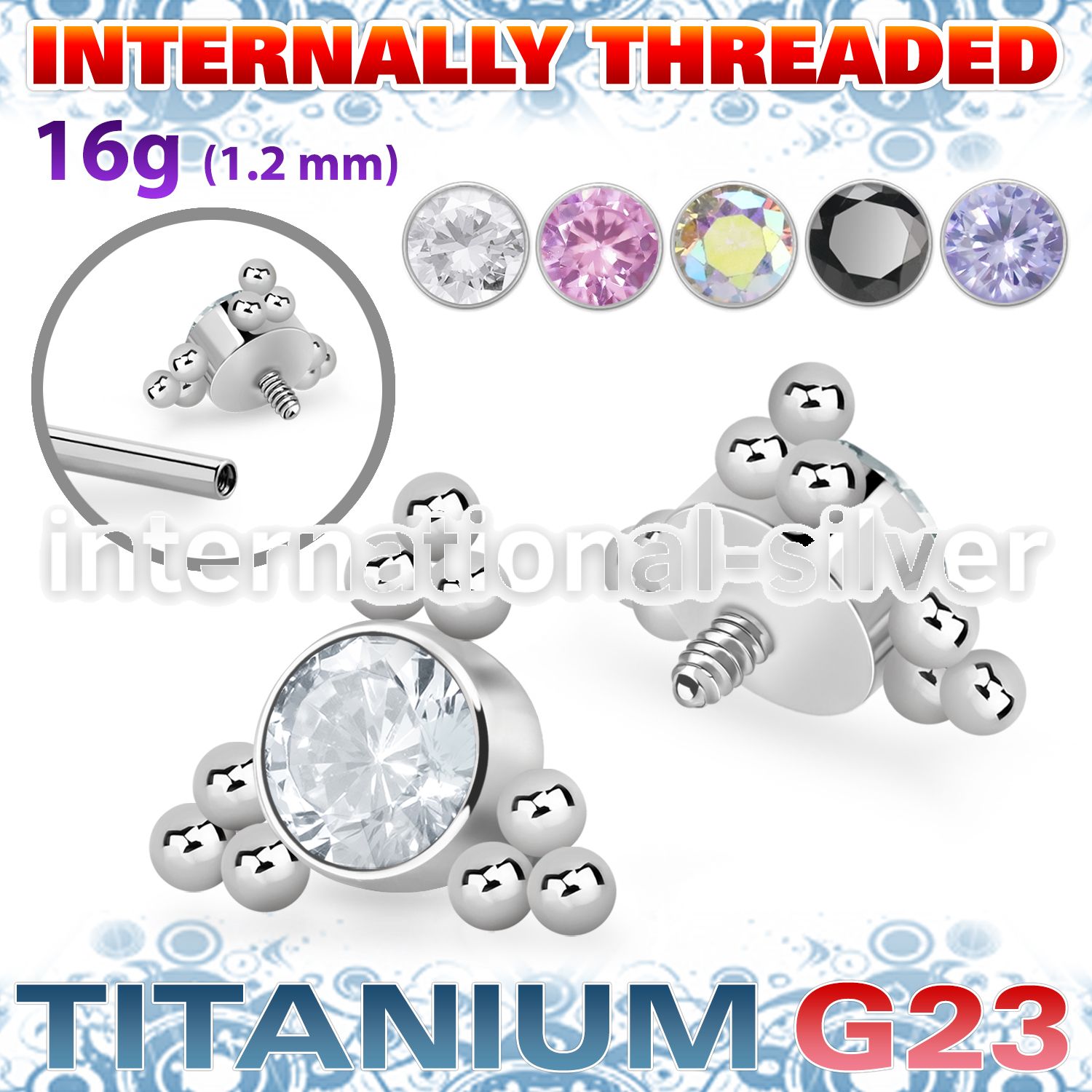 ushz2in titanium top part post round cz