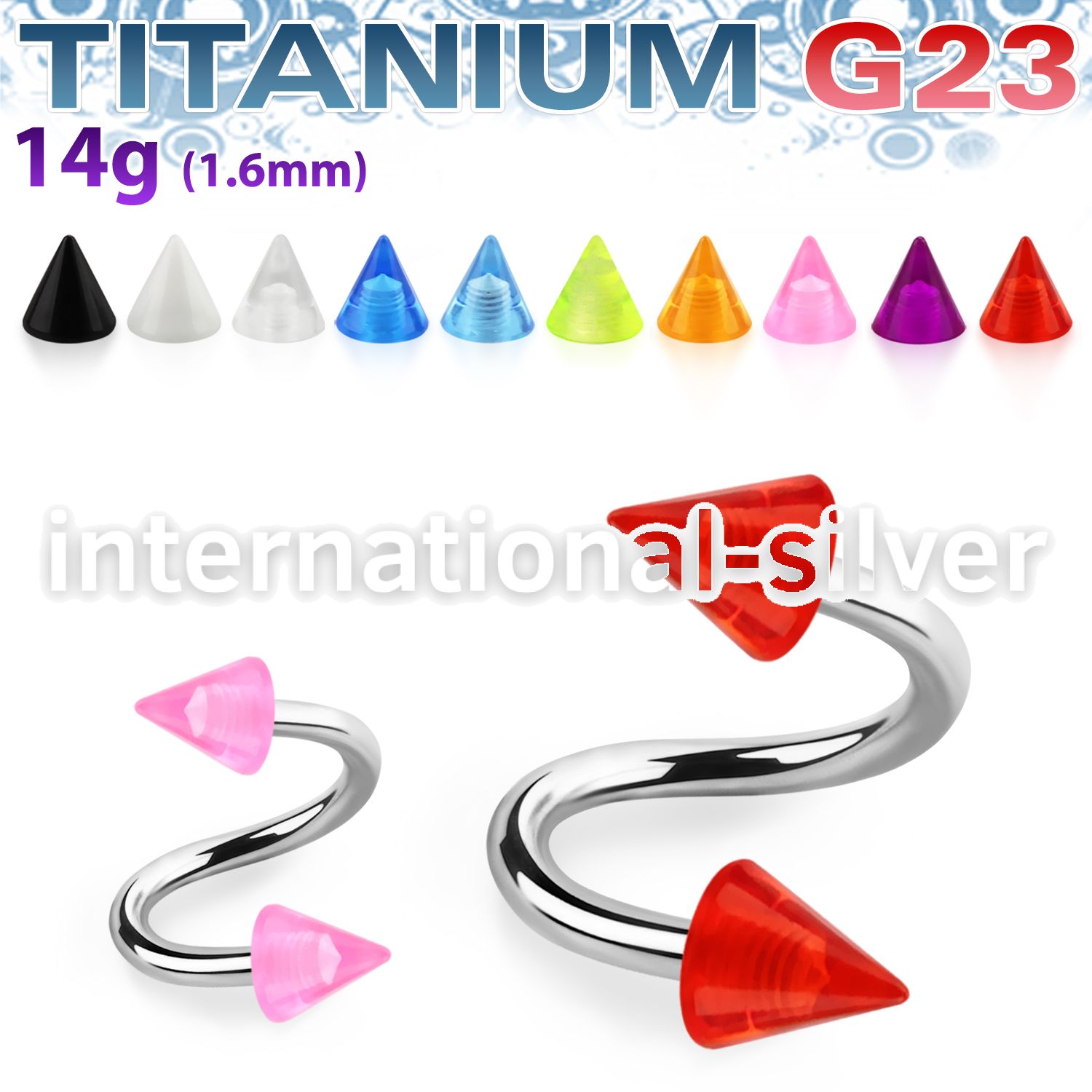 uspuvcn4 spirals twisters titanium g23 with acrylic parts labrets chin