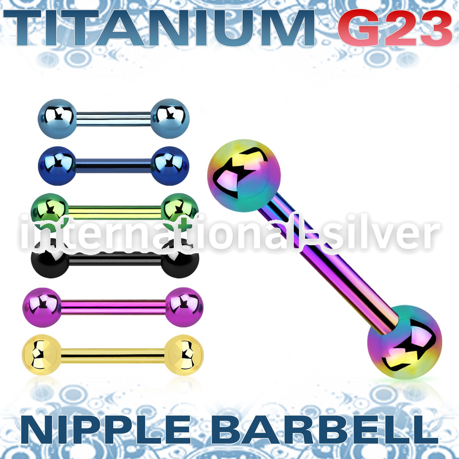 utbbnps anodized titanium g23 barbells nipple piercing