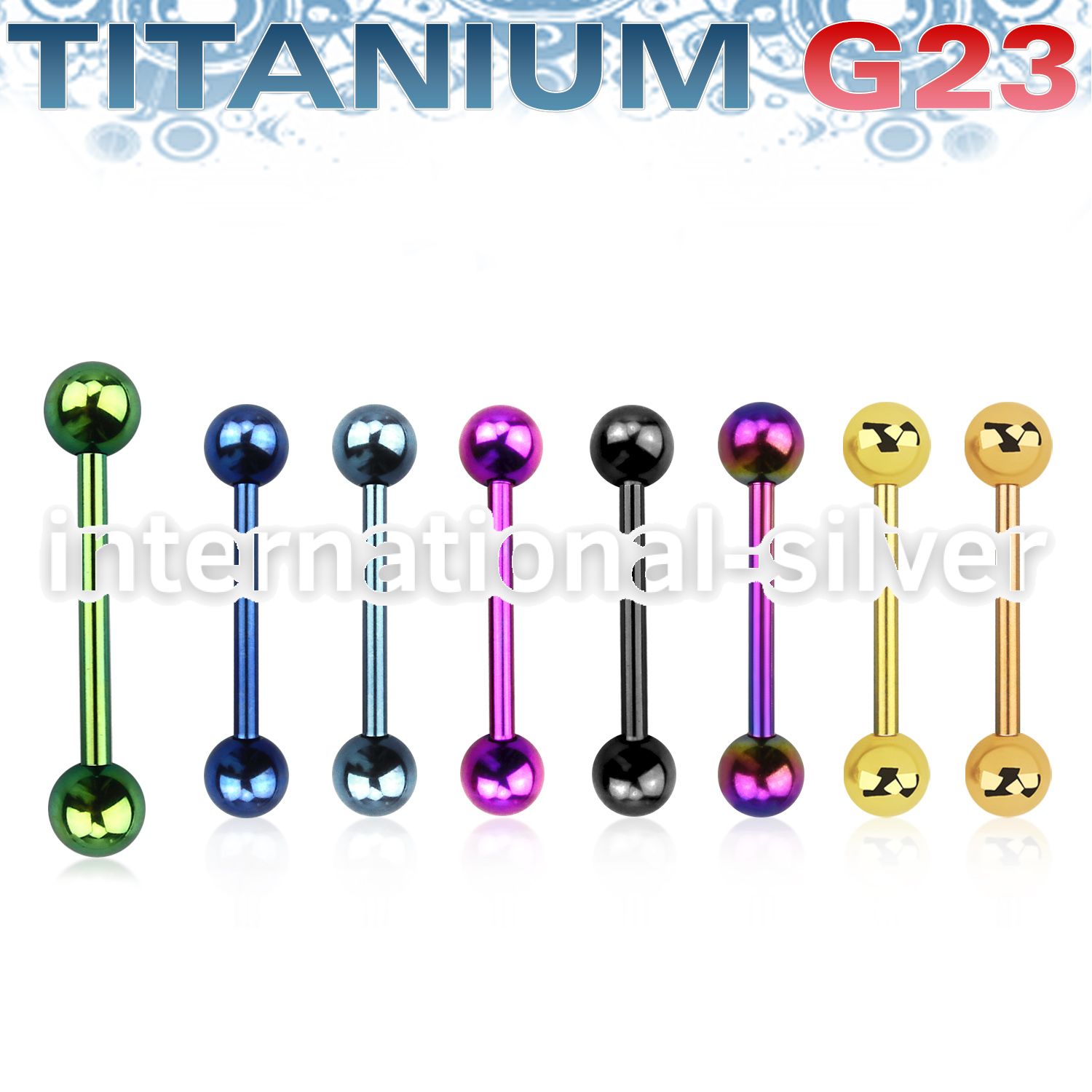 utbbs straight barbells anodized titanium g23 implant grade tongue