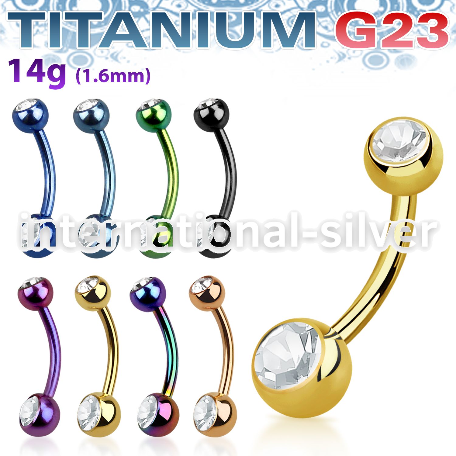 utbn2cs belly rings anodized titanium g23 implant grade belly button