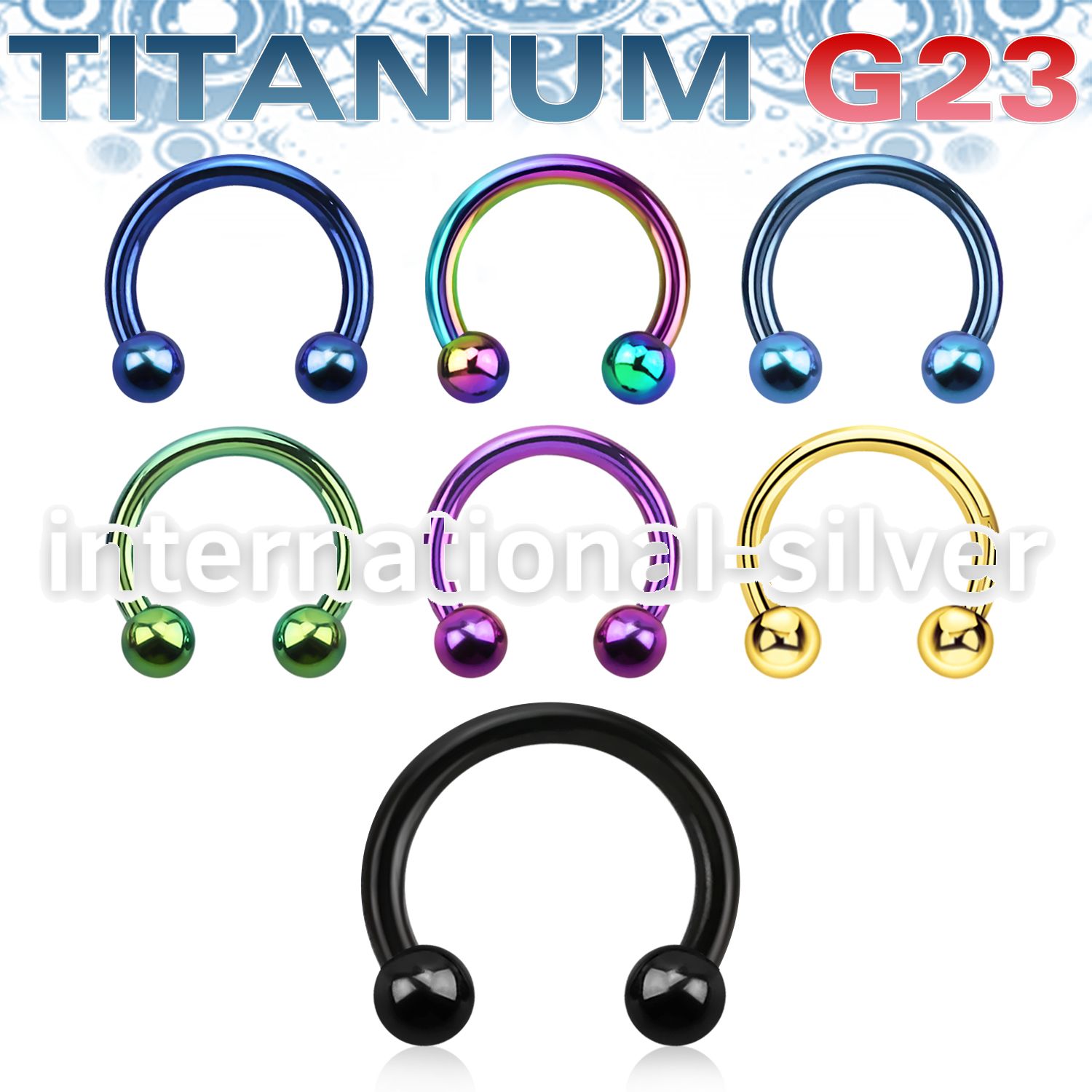 utcbb3 anodized astm f 136 titanium horseshoe two balls
