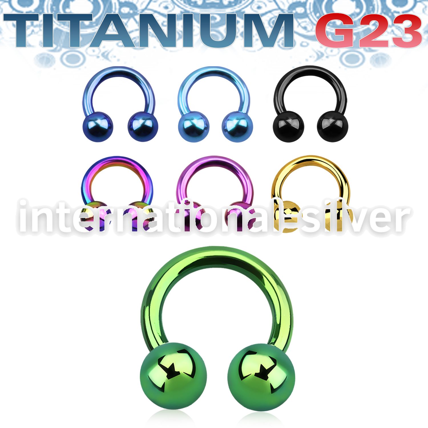 utcbb5 anodized titanium g23 circular barbell, 14g 5mm balls
