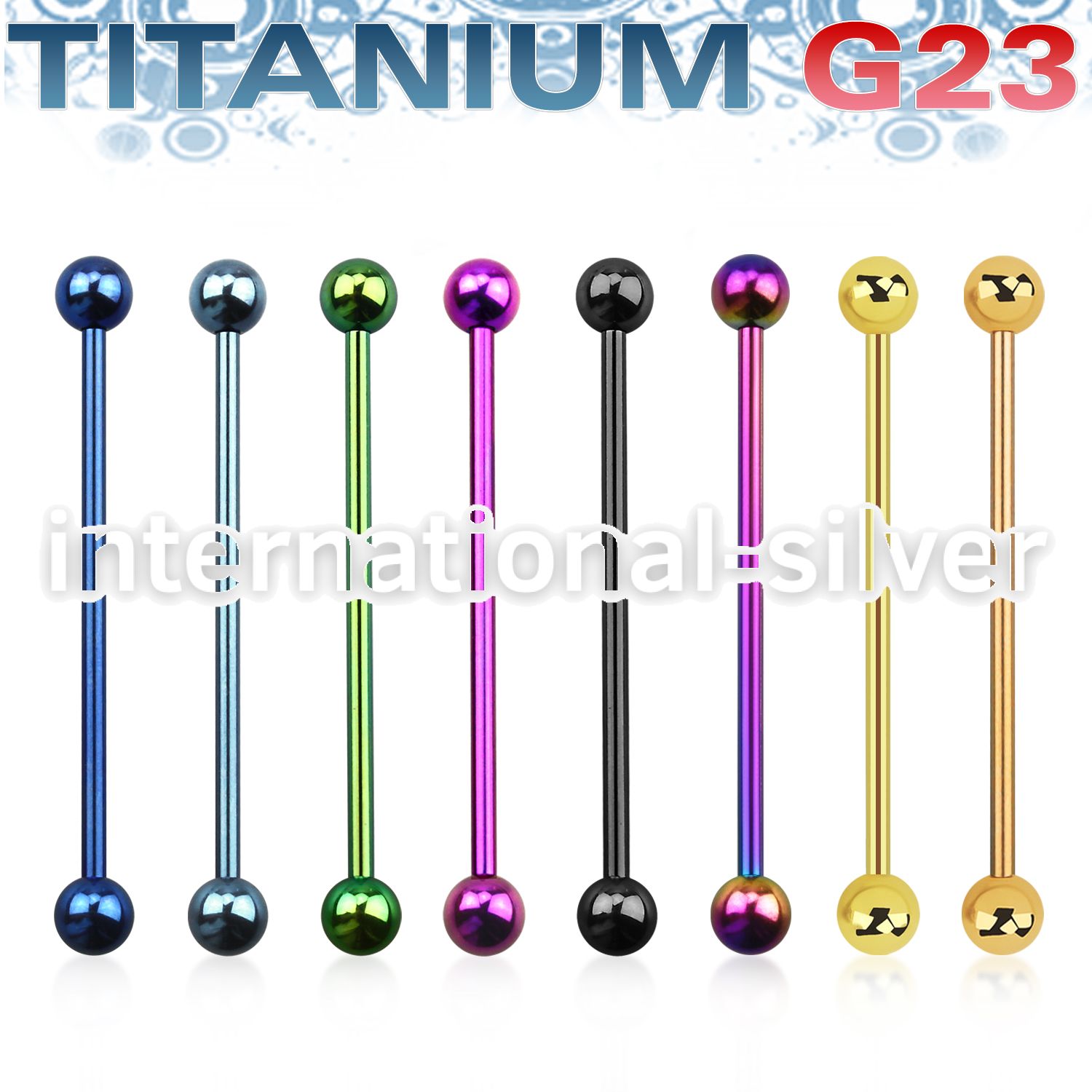 utinb straight barbells anodized titanium g23 implant grade 