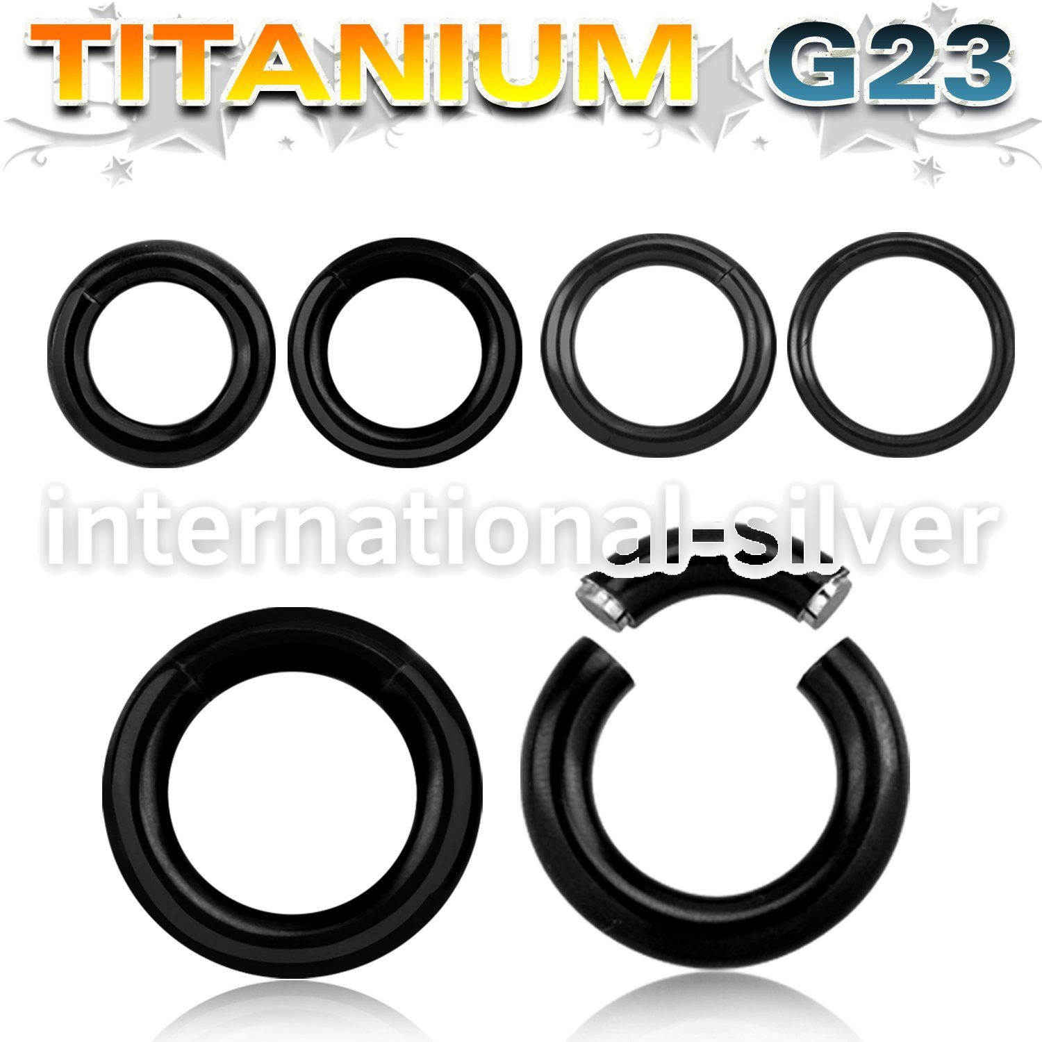utsg seamless segment rings anodized titanium g23 implant grade ear lobe