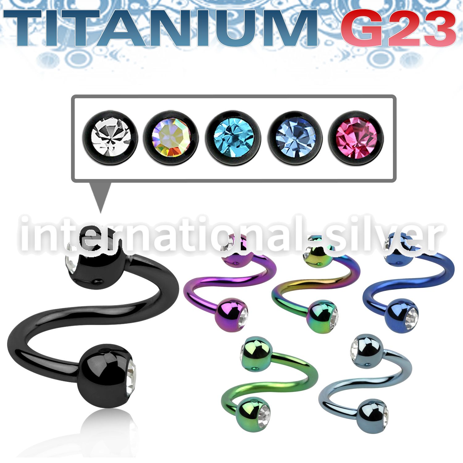 utspe2c4 spirals twisters anodized titanium g23 implant grade eyebrow