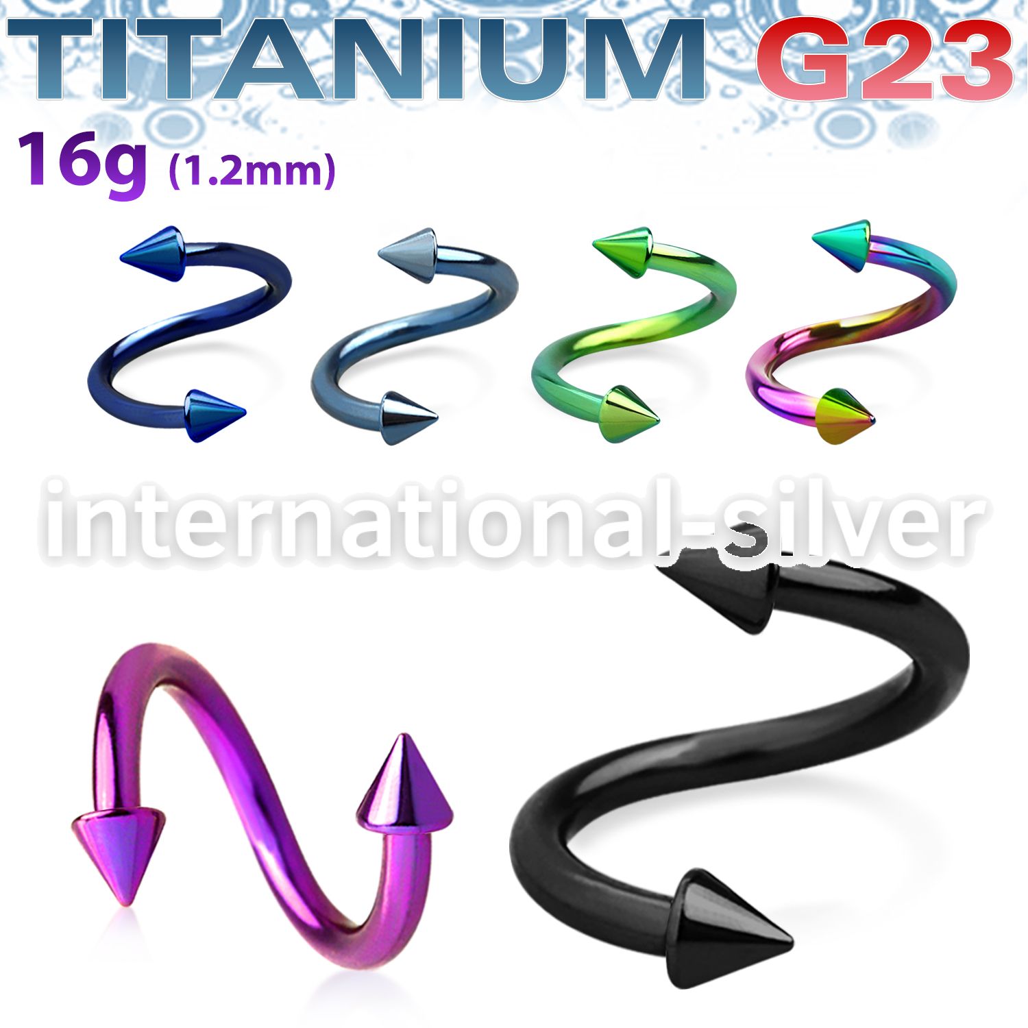 utspen25 spirals twisters anodized titanium g23 implant grade eyebrow