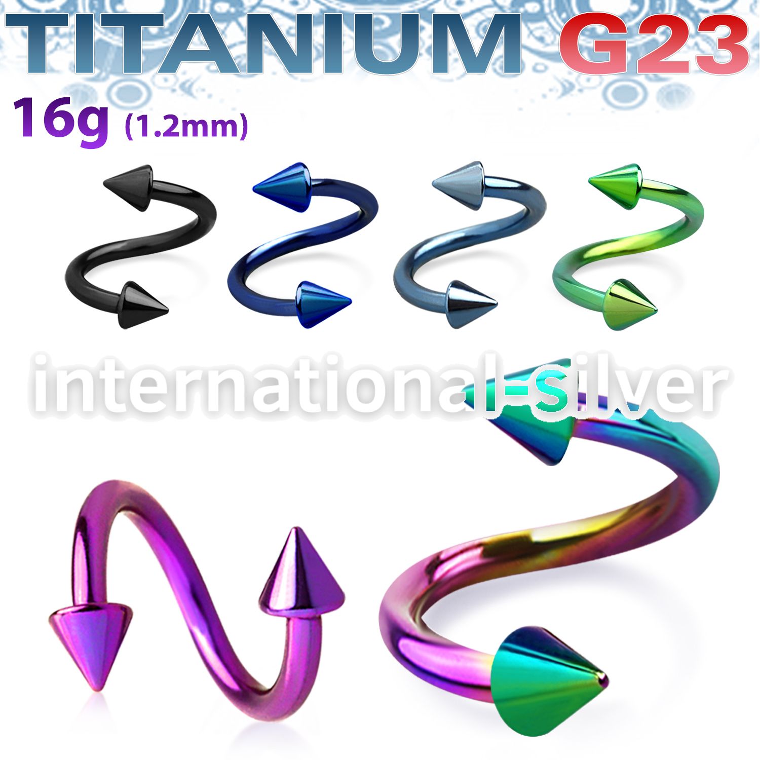 utspen spirals twisters anodized titanium g23 implant grade eyebrow