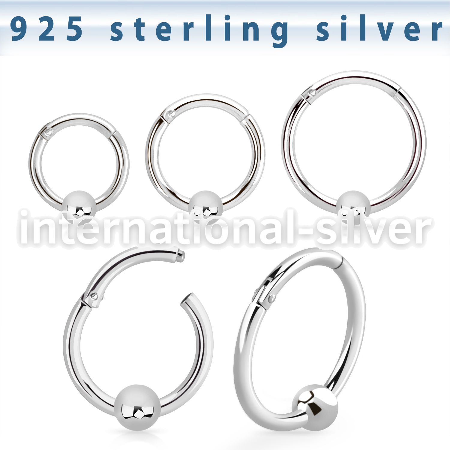 vsegh16b3 sterling silver hinged segment hoop 16g