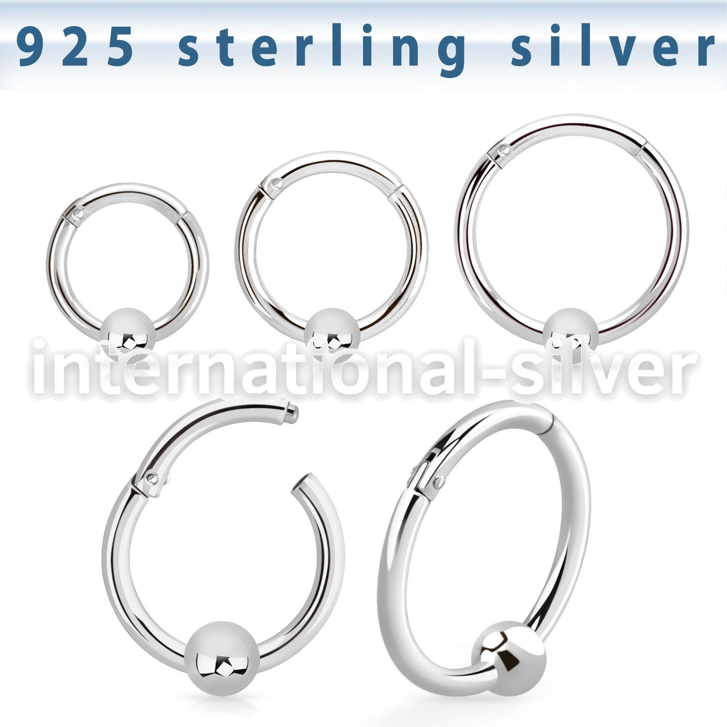 vsegh16b3 sterling silver hinged segment hoop 16g