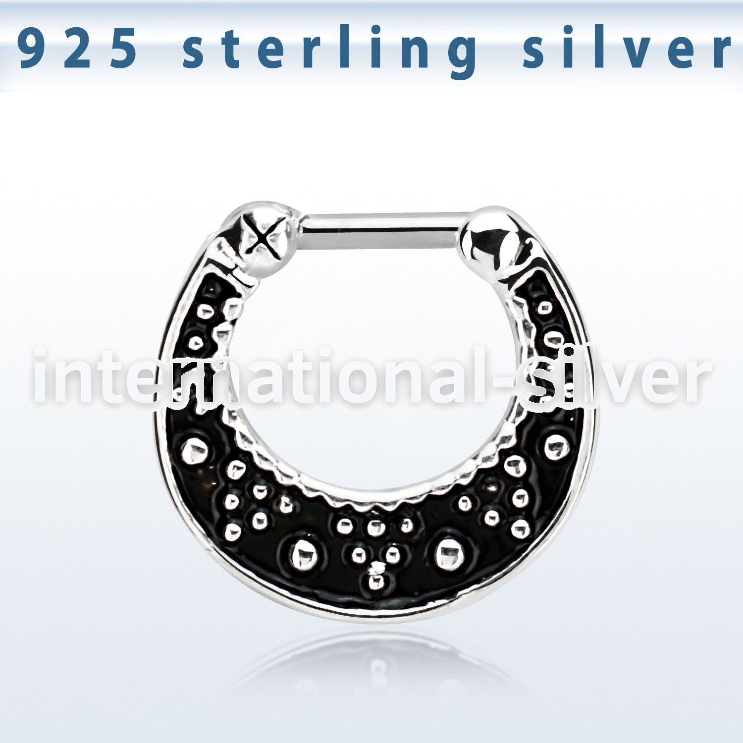 vsepfb14 silver septum clicker w black accent w 1.6mm closure bar