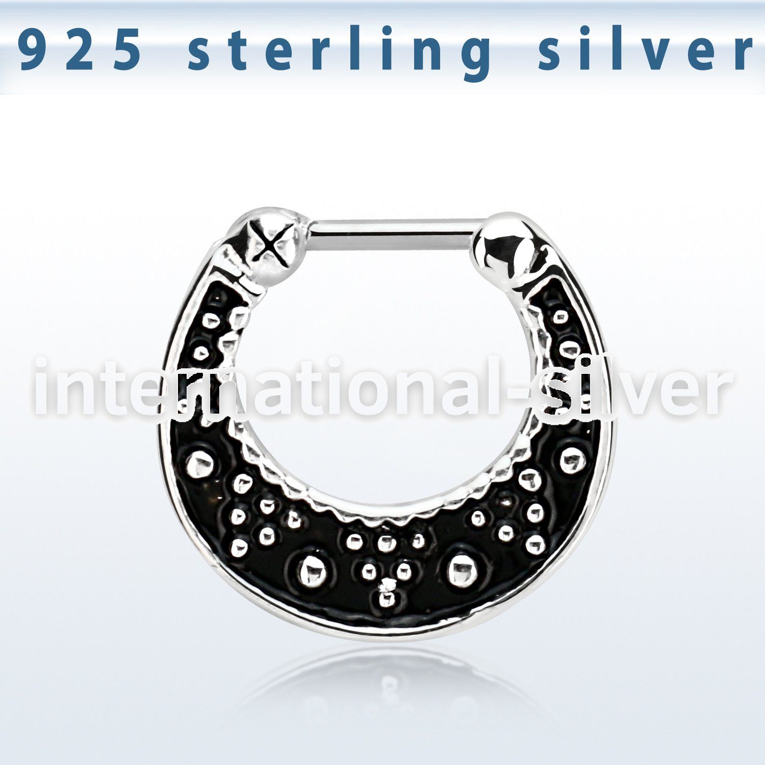 vsepfb16 silver septum clicker w black accent w 1 2mm closure bar