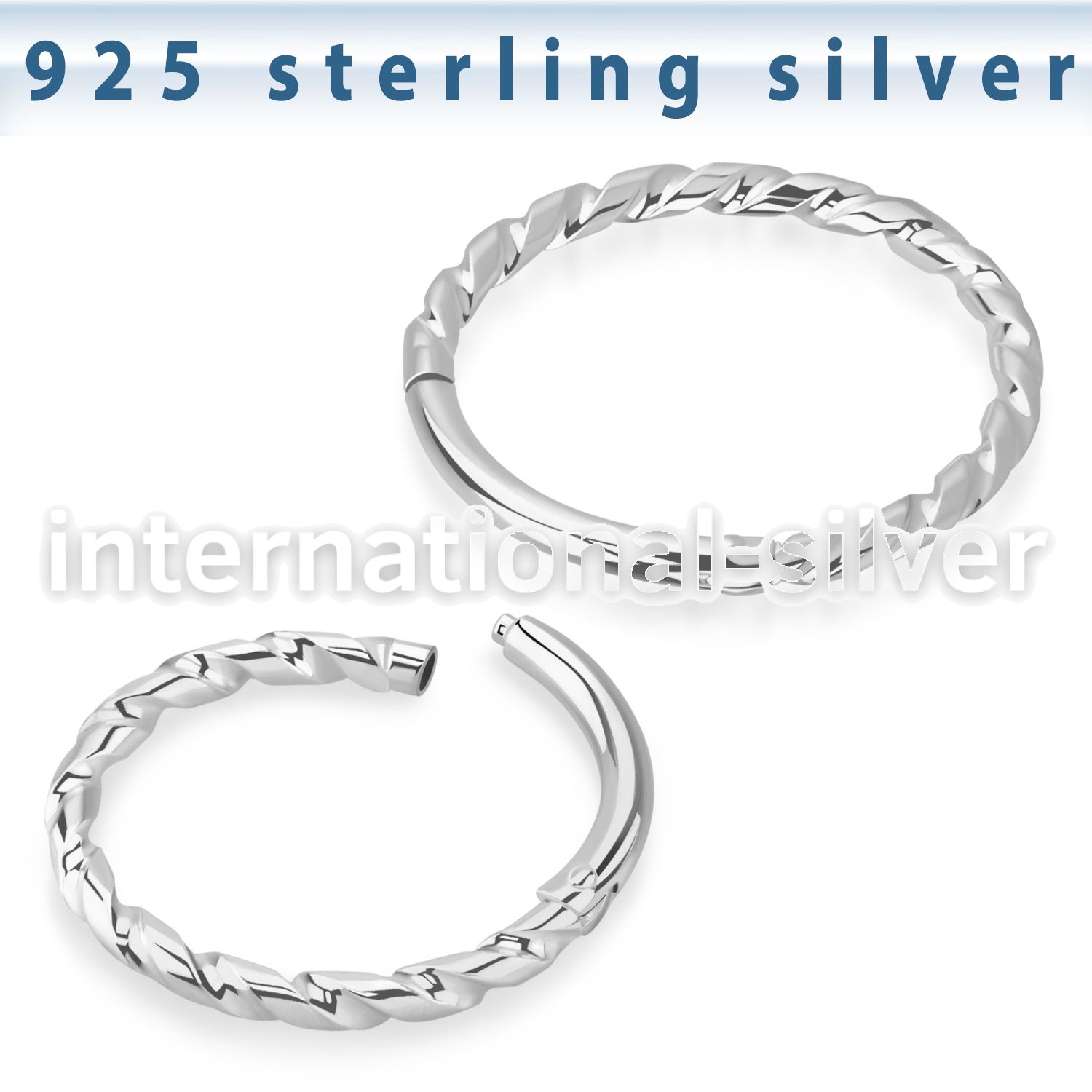 vsghb16 sterling silver hinged segment hoop 16g twisted