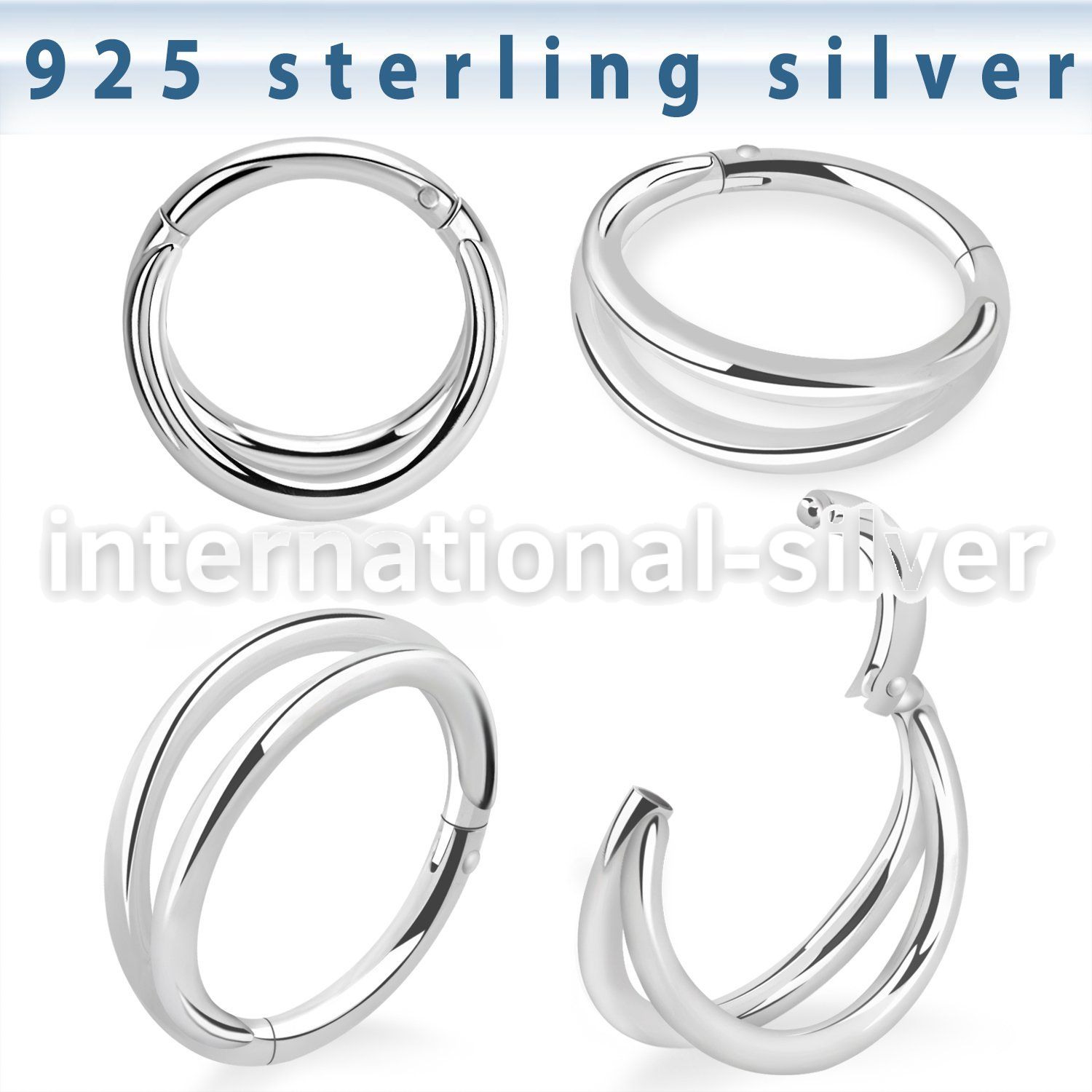 vsghe16 sterling silver hinged segment hoop 16g double plain