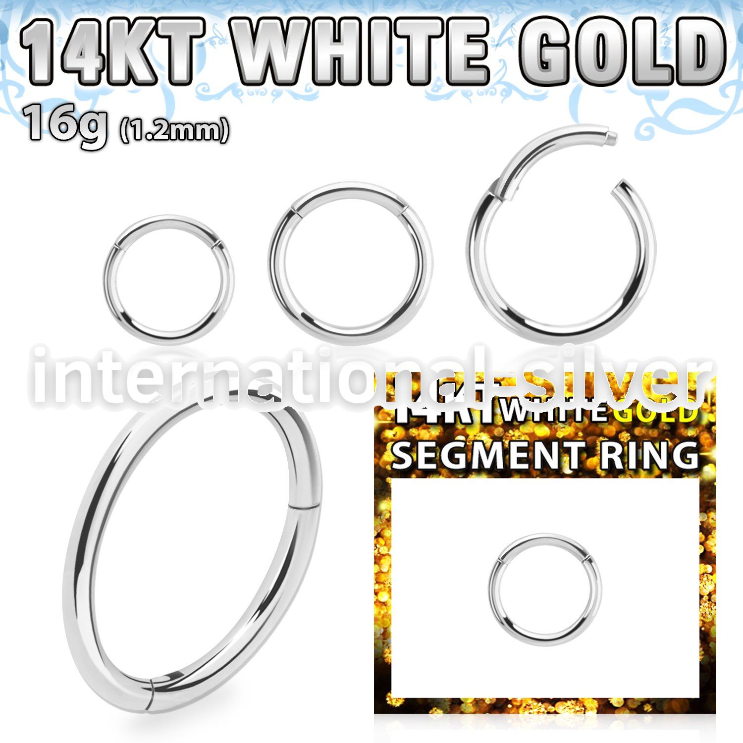 wsegh16 14 karat white gold hinged segment hoop 16g