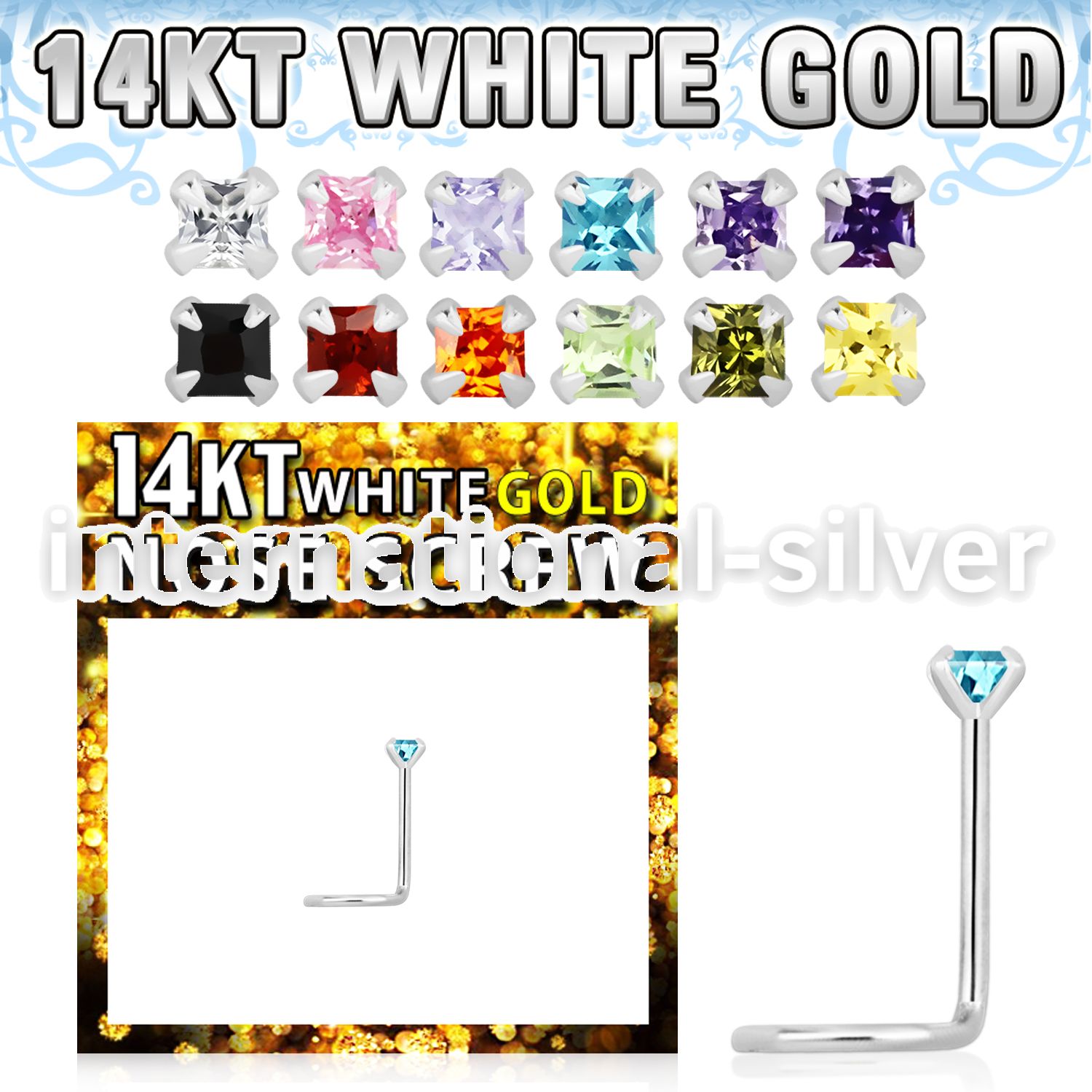 wszqc1 l shape nose studs gold nose