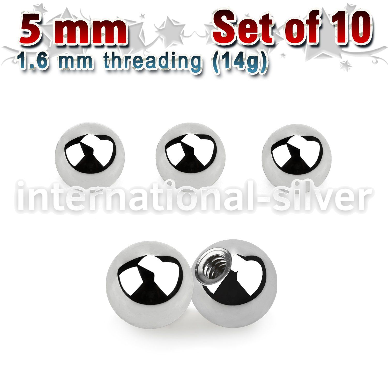 xbal5 pack of 10 pcs of 5mm high polished 316l steel balls